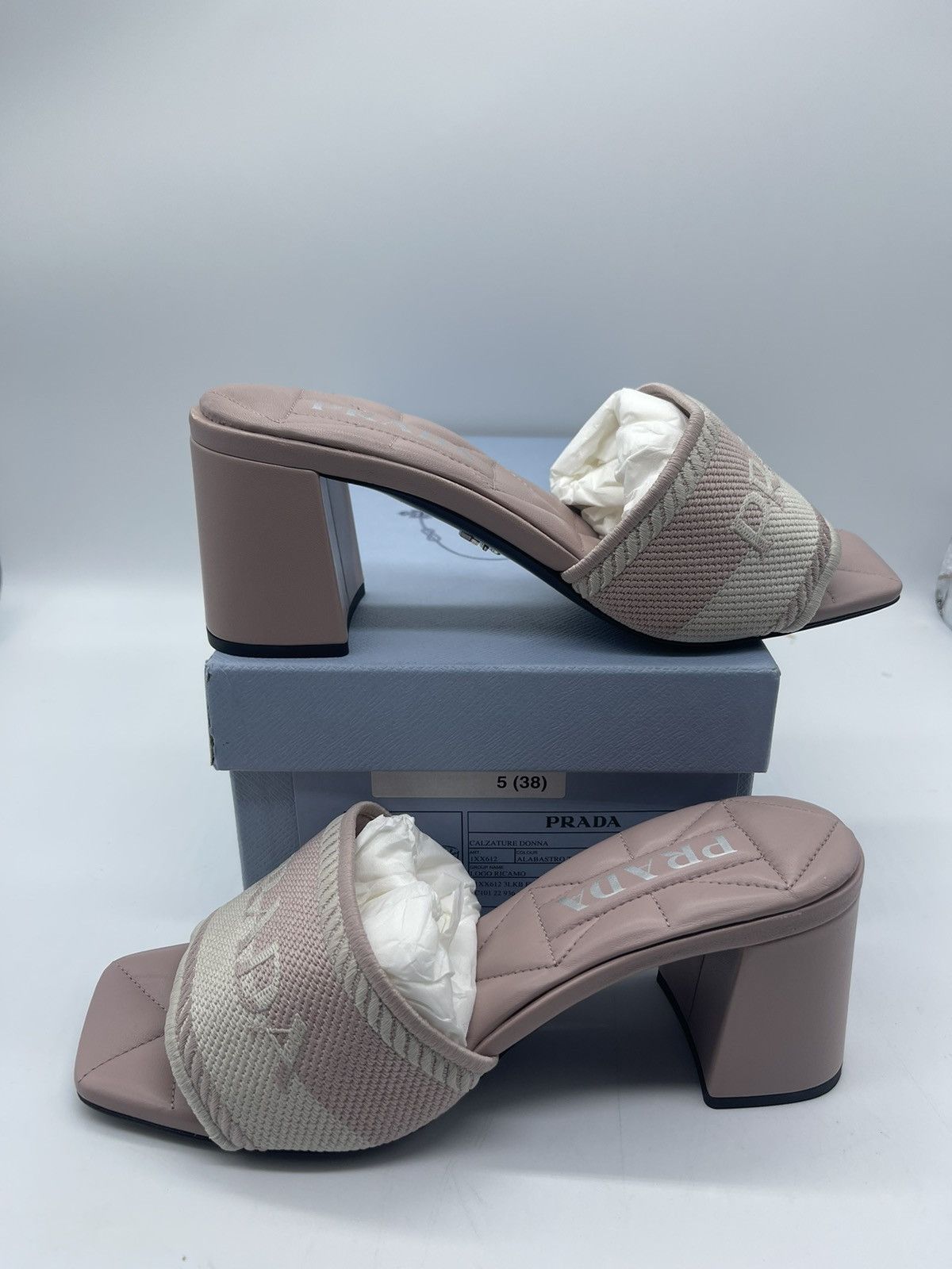 Prada Prada Embroidered Fabric Sandal Heels Pink Size US 8 / IT 38 - 1 Thumbnail