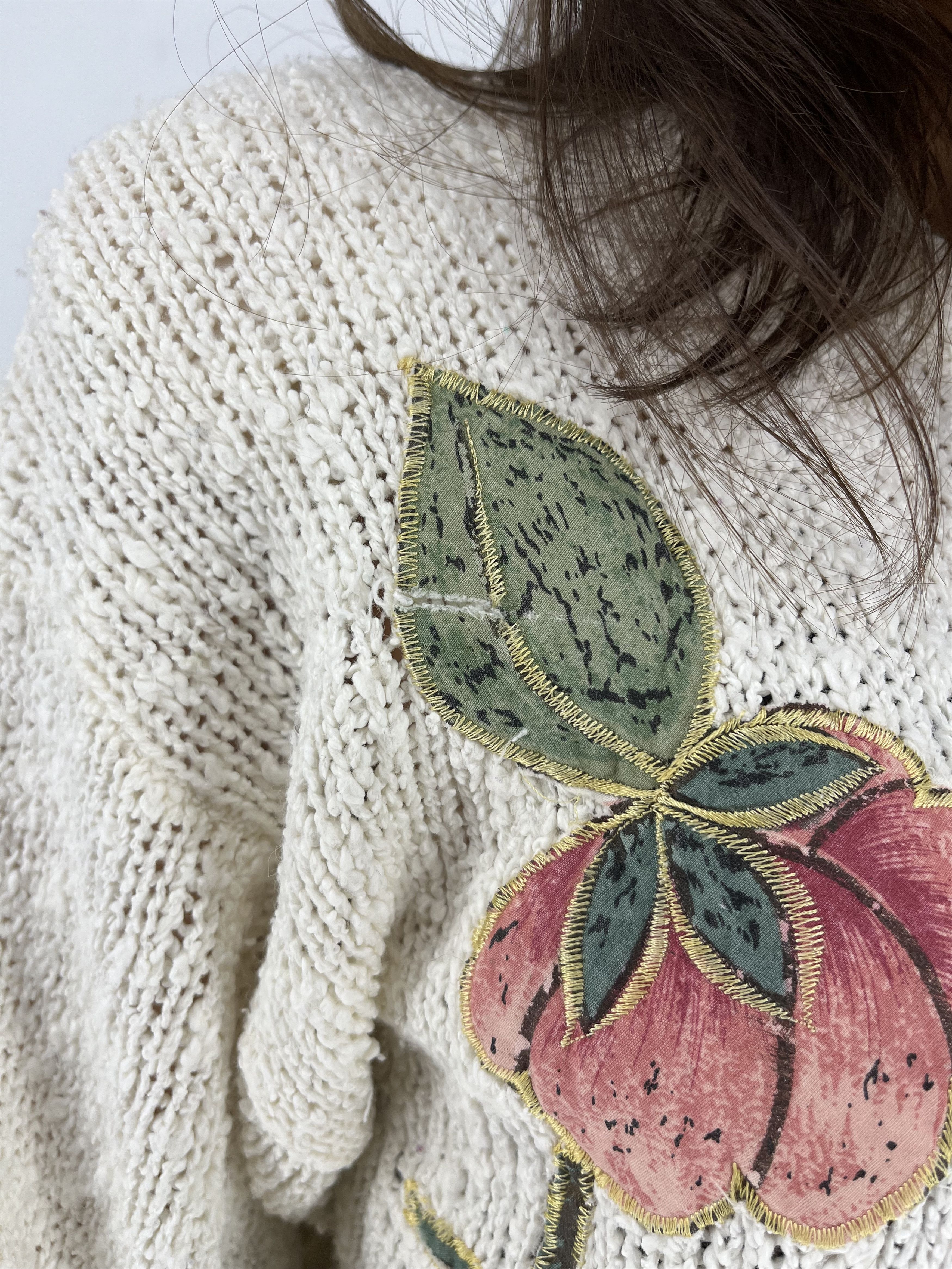 Japanese Brand Vintag BeigeLace With Flower Knitwear Sweater Made in Korea Size M / US 6-8 / IT 42-44 - 7 Thumbnail