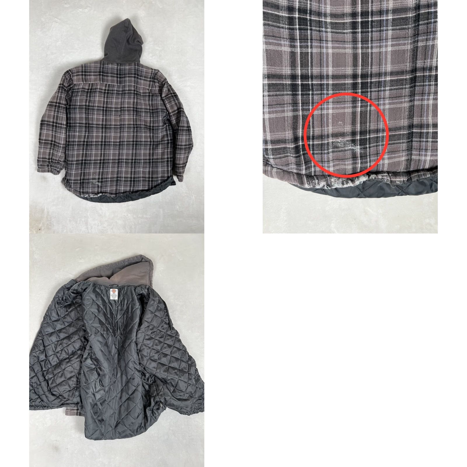 Dickies VINTAGE Dickies Jacket Mens XL Gray Plaid Fleece Quilted Full Zip Hooded Size US XL / EU 56 / 4 - 8 Thumbnail