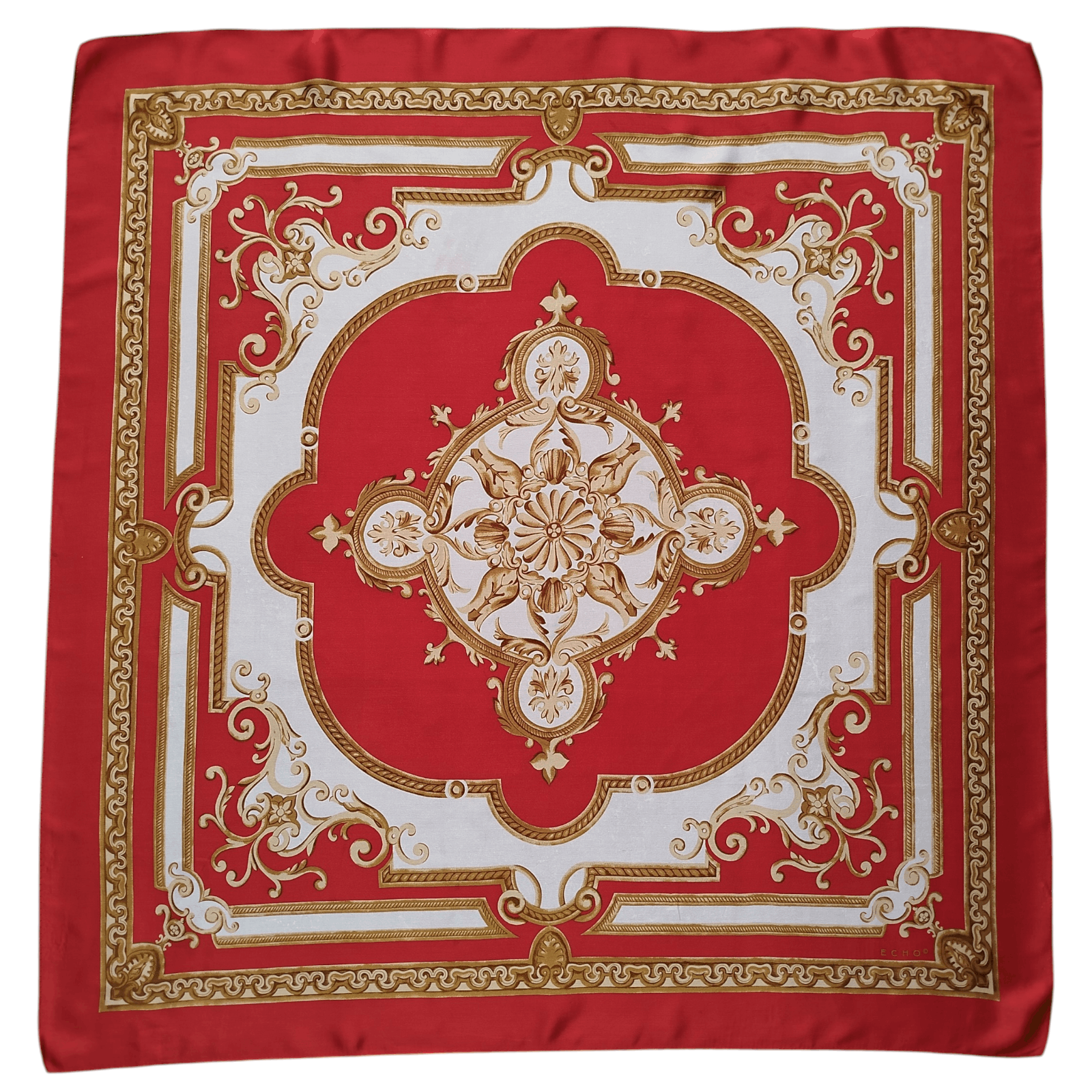 Vintage ECHO Square Scarf Baroque Scroll Japan 100% Silk Vintgae Size ONE SIZE - 1 Thumbnail