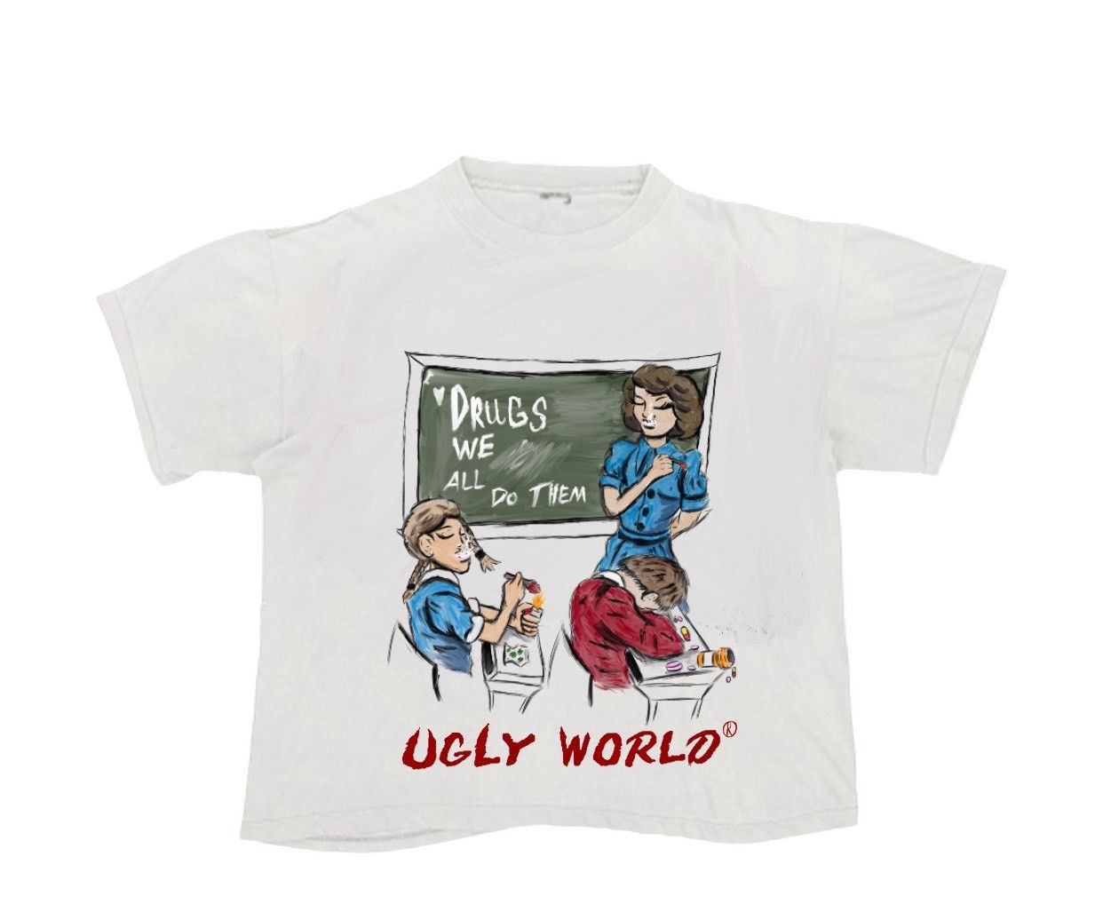 Japanese Brand × Supreme Drugs We All Do Them Ugly Wrld T-Shirt Size US L / EU 52-54 / 3 - 1 Thumbnail