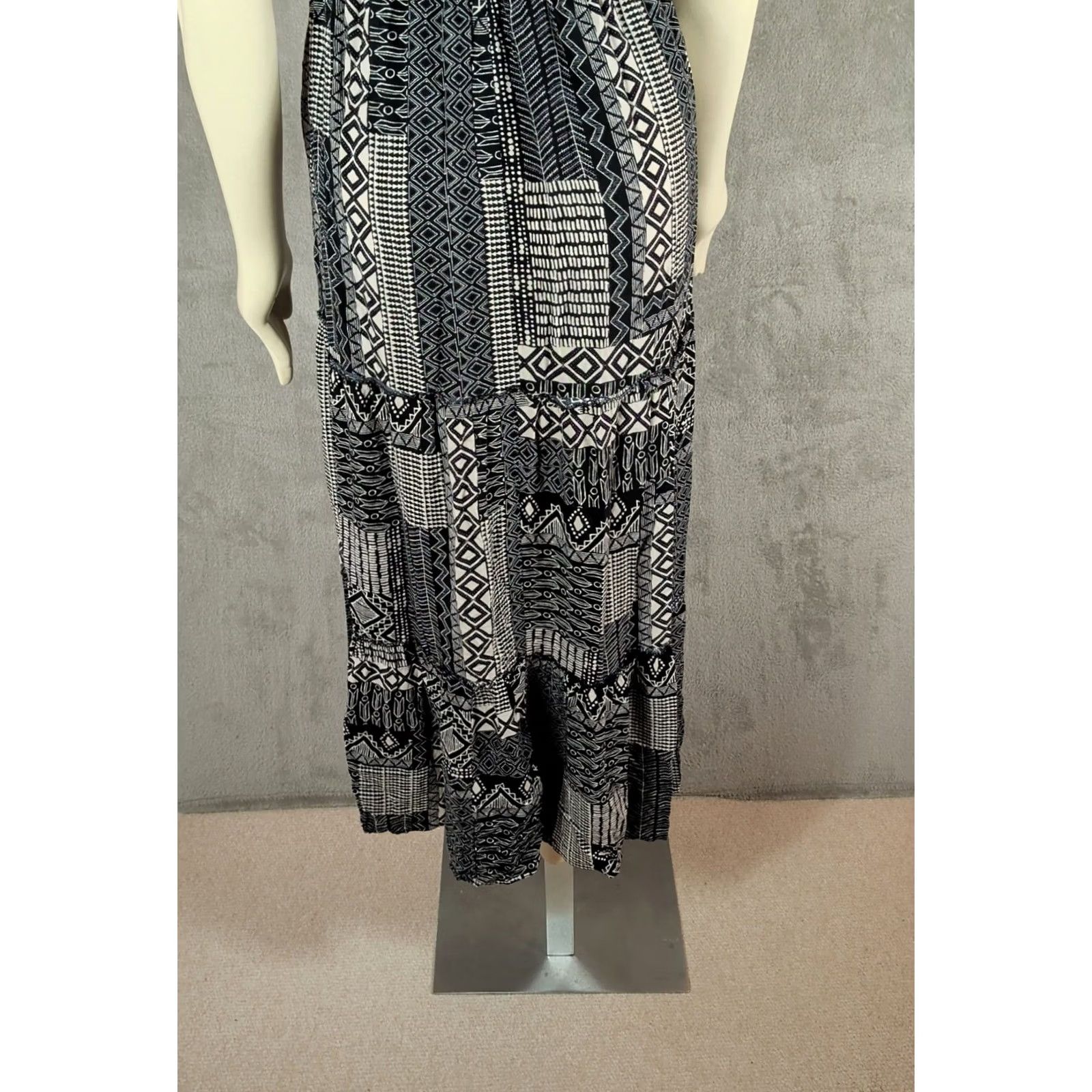 Vintage Wild Fable Maxi Dress Boho Festival Hippie Indie Smocked Patchwork Print Tiered Long sz S Womens Black Size S / US 4 / IT 40 - 7 Thumbnail