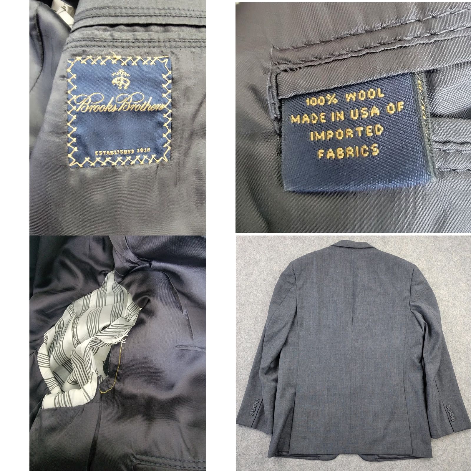 Brooks Brothers VINTAGE Brooks Brothers Suit Jacket Mens 42R Gray 100% Wool Blazer Made in USA 2006 Size 42R - 8 Thumbnail