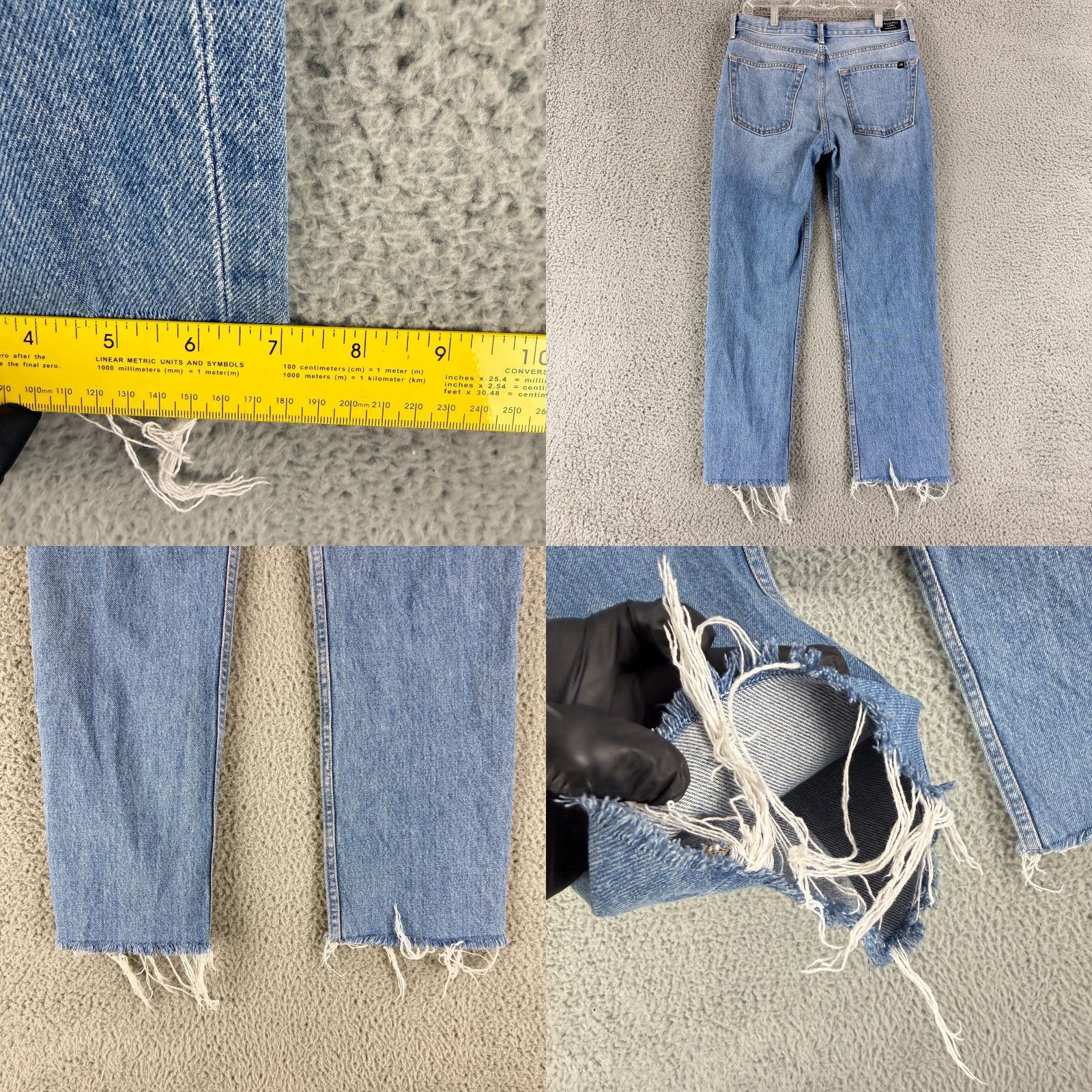 Vintage NoEnd Denim High Rise Straight Crop Jeans Womens Size 29 Blue Frayed Hem USA Made Size 29" - 8 Thumbnail