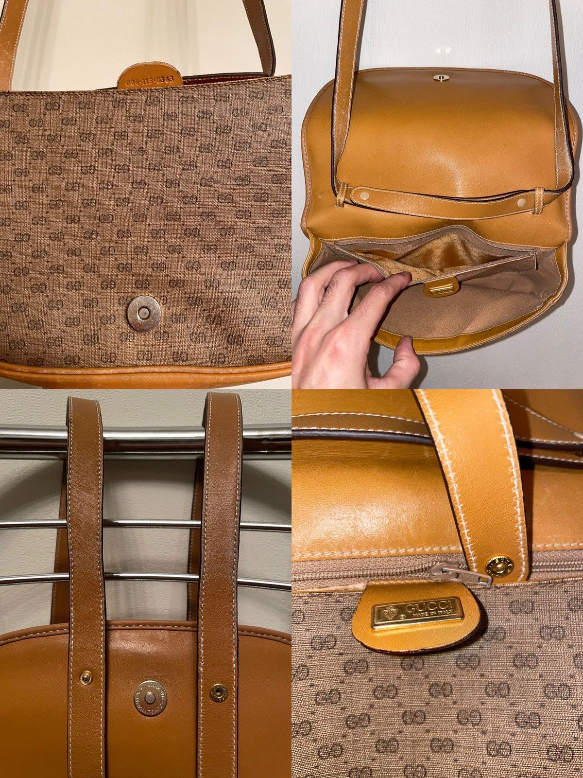 Designer × Gucci × Paolo Gucci RARE VTG 60's Supreme GG Monogram Guccissima Leather Cross-body Shoulder Bag Size ONE SIZE - 21 Thumbnail