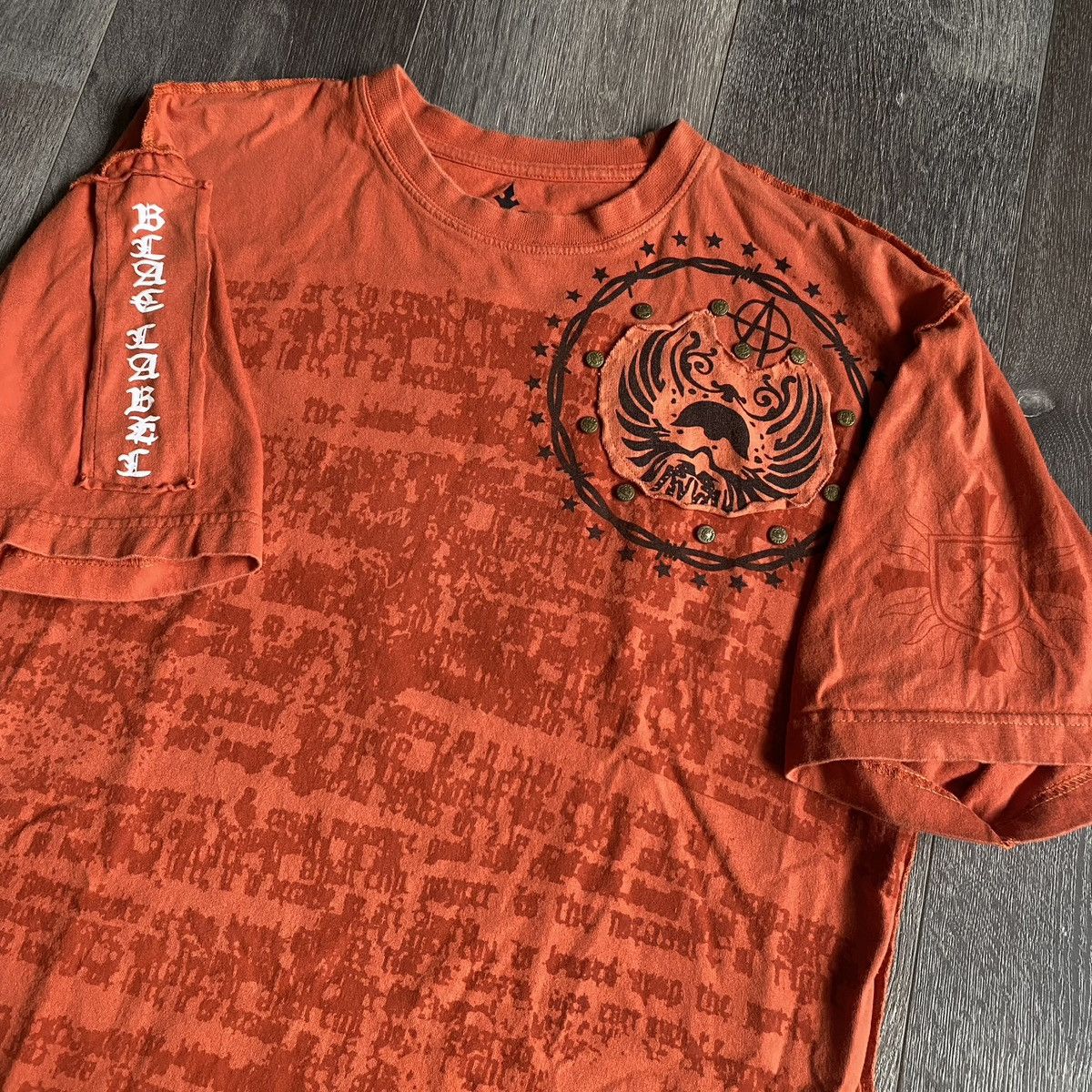 Affliction Vintage 2000s Blac Label State of Anarchy Cross Logo T Shirt Size US L / EU 52-54 / 3 - 3 Thumbnail
