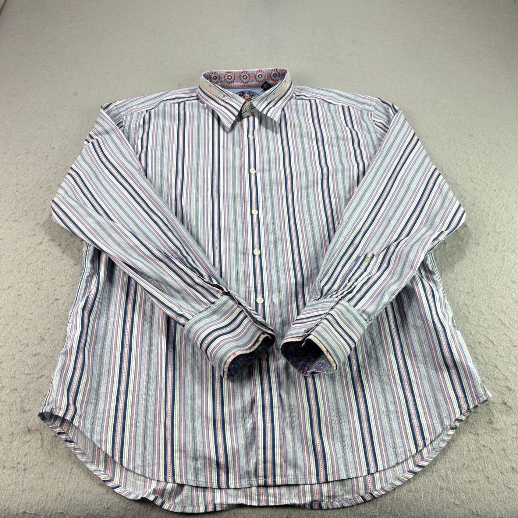 Robert Graham Robert Graham Shirt Mens 2XL Blue Striped Button Up Long Sleeve Flip Cuff Up Casual Party/Cocktail Size US XXL / EU 58 / 5 - 3 Thumbnail
