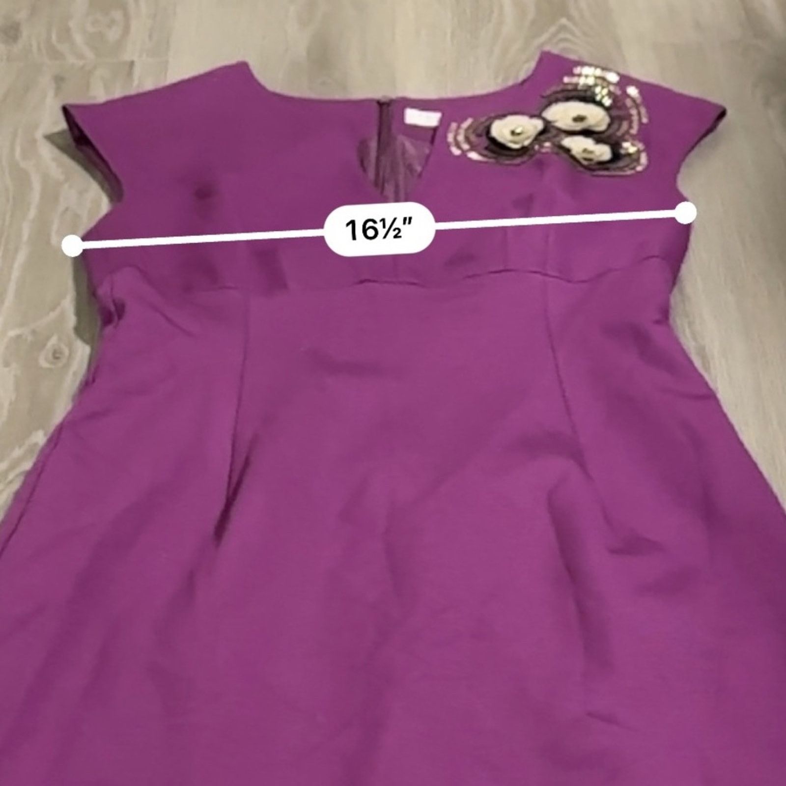 Trina Turk Trina Turk Purple Embellished Short Sleeve Midi Dress Size M / US 6-8 / IT 42-44 - 7 Thumbnail