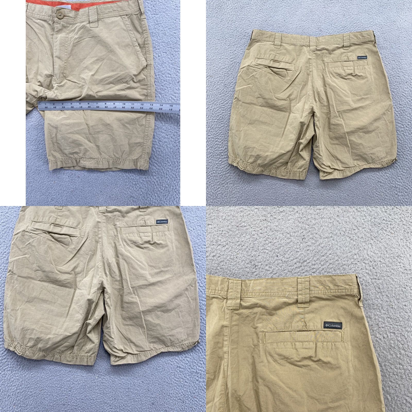 Vintage Columbia Mens Beige Fishing Hiking Outdoor Shorts 36 10” Inseam Regular Cargo Button Front Flat Front Logo Zipper Beige 36 Mens Size US 36 / EU 52 - 8 Thumbnail
