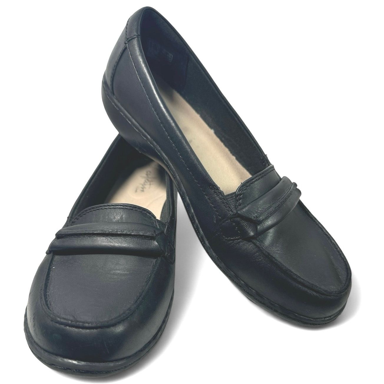 Clarks Clark’s Ashland Lilly Black Leather Loafers Women sz 8.5 Size US 8.5 / IT 38.5 - 1 Thumbnail