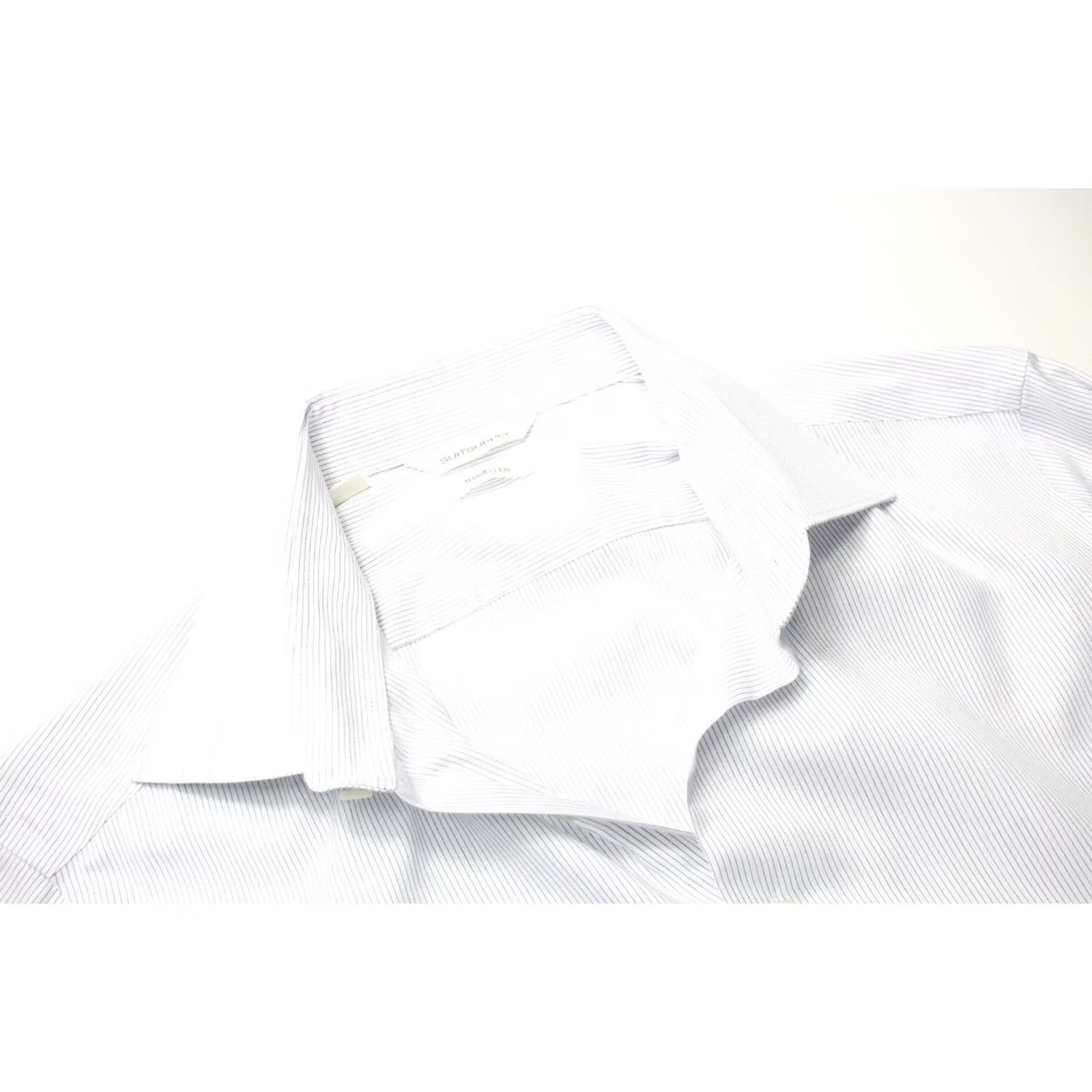 Suitsupply Suitsupply Shirt Mens 42/16 1/2 White Traveller Slim Fit Formal Men Pinstriped Spread Size 42R - 4 Thumbnail