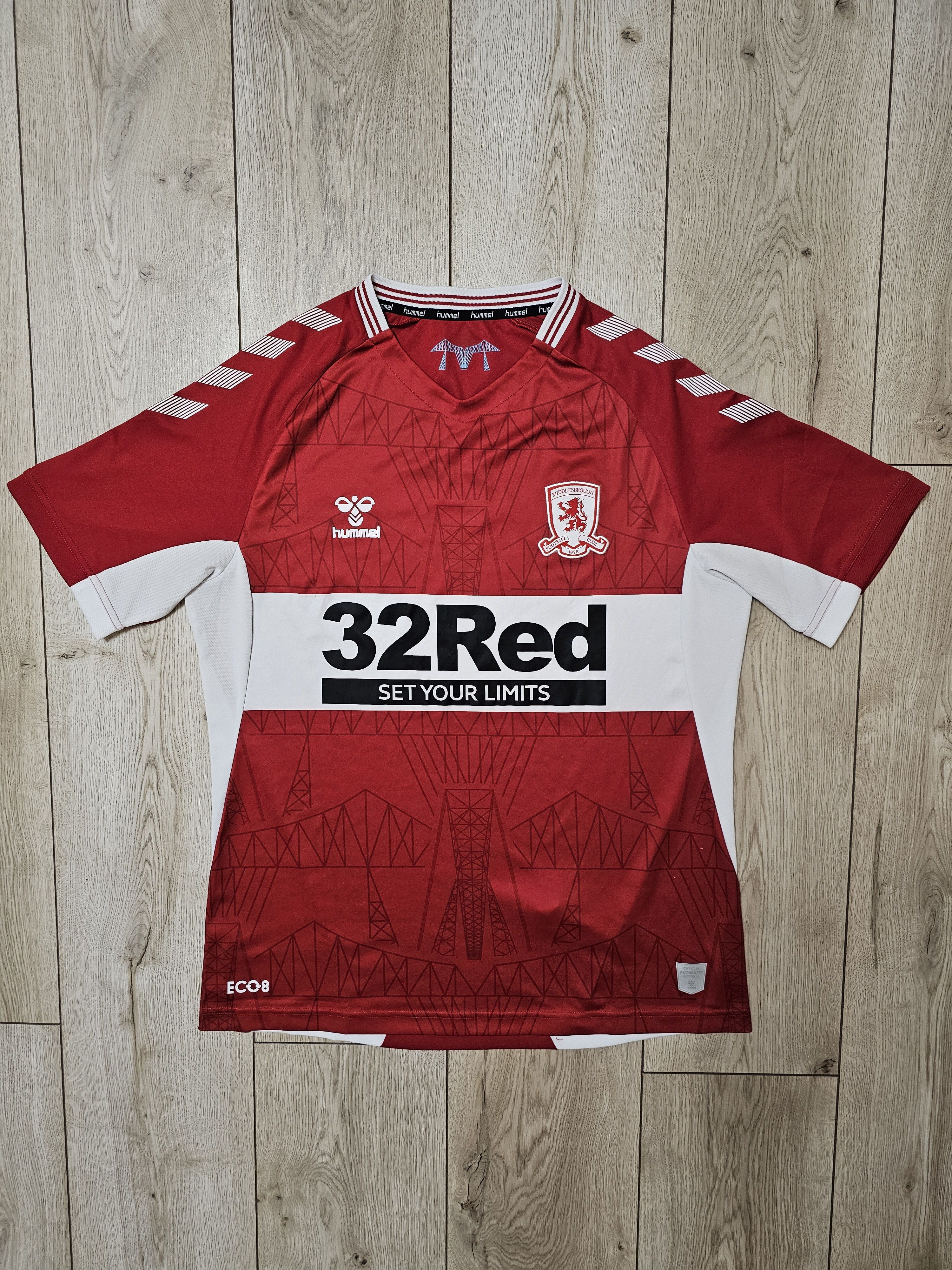 Hummel MIDDLESBROUGH 2021 2022 HOME FOOTBALL SHIRT SOCCER JERSEY Size US L / EU 52-54 / 3 - 1 Thumbnail