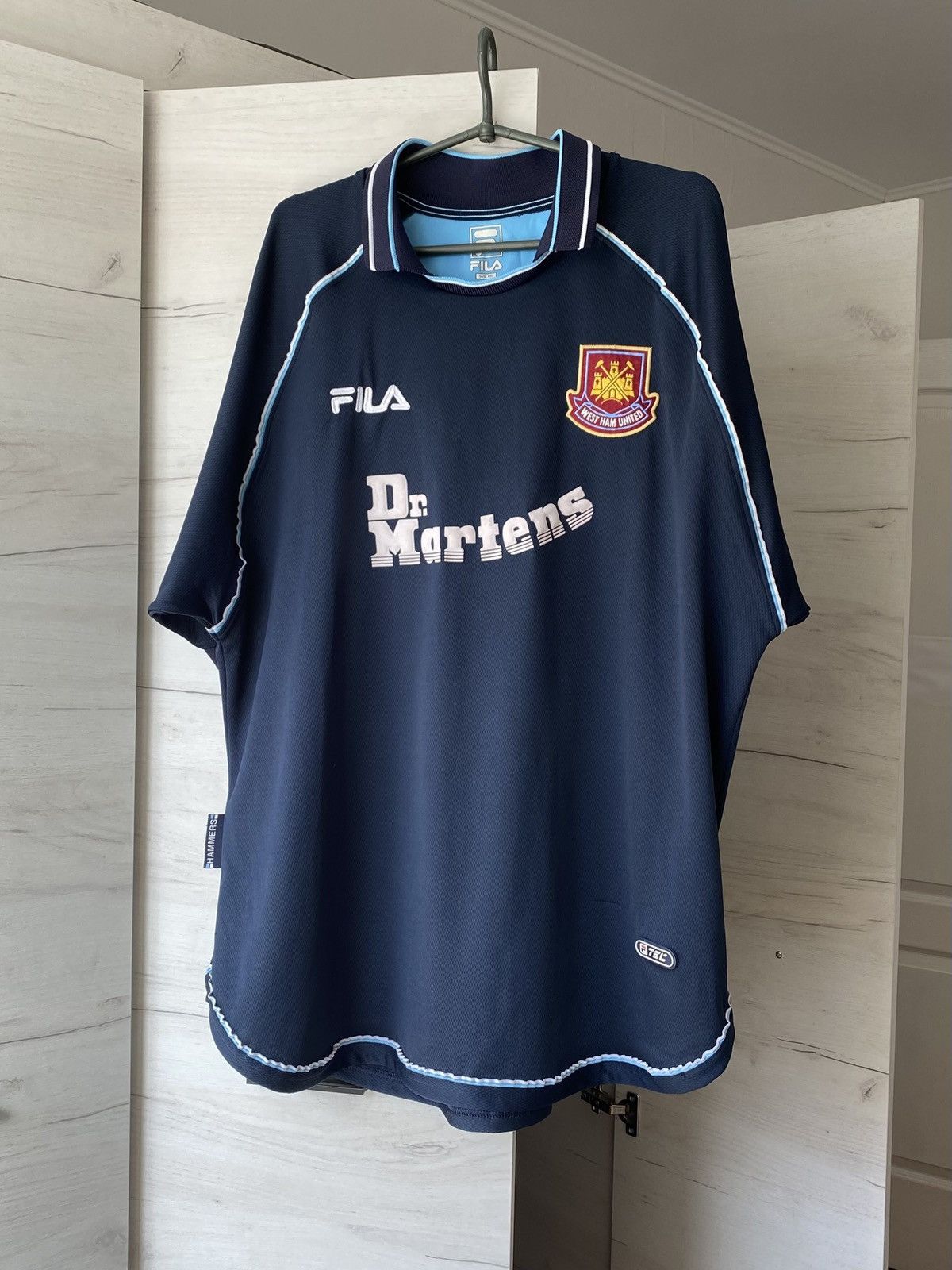 90s West Ham FILA シャツ Lサイズ Dr.Martin 1999-01 West Ham Dr. Martens Fila L Shirt (Top)