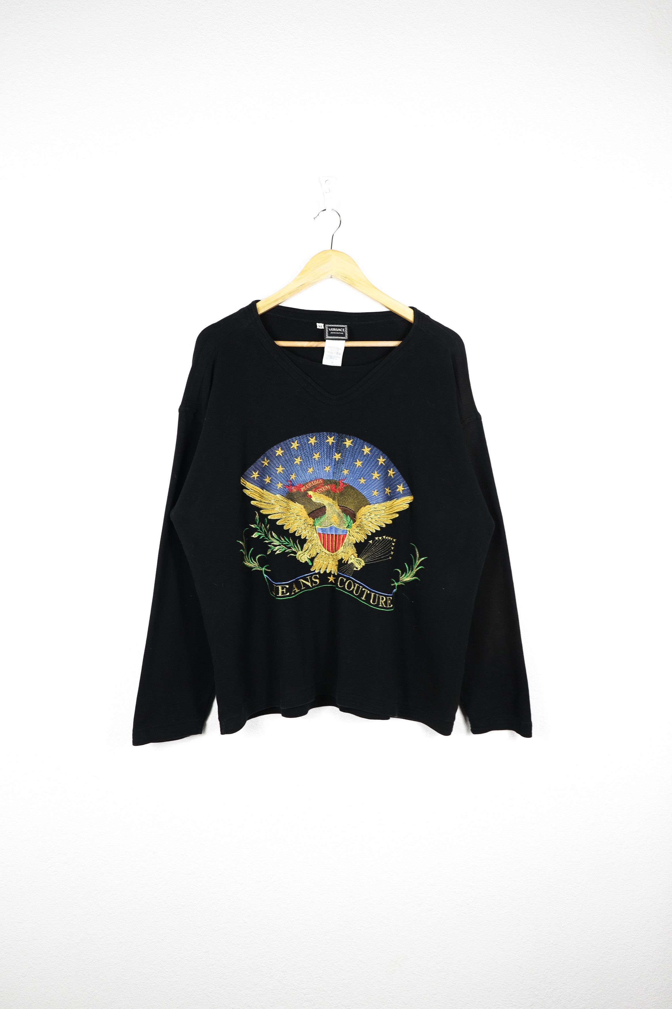 Versace Jeans Couture Versace Pluribus Unum USA LS T-shirt Tee Pullover 90s Size US M / EU 48-50 / 2 - 1 Thumbnail