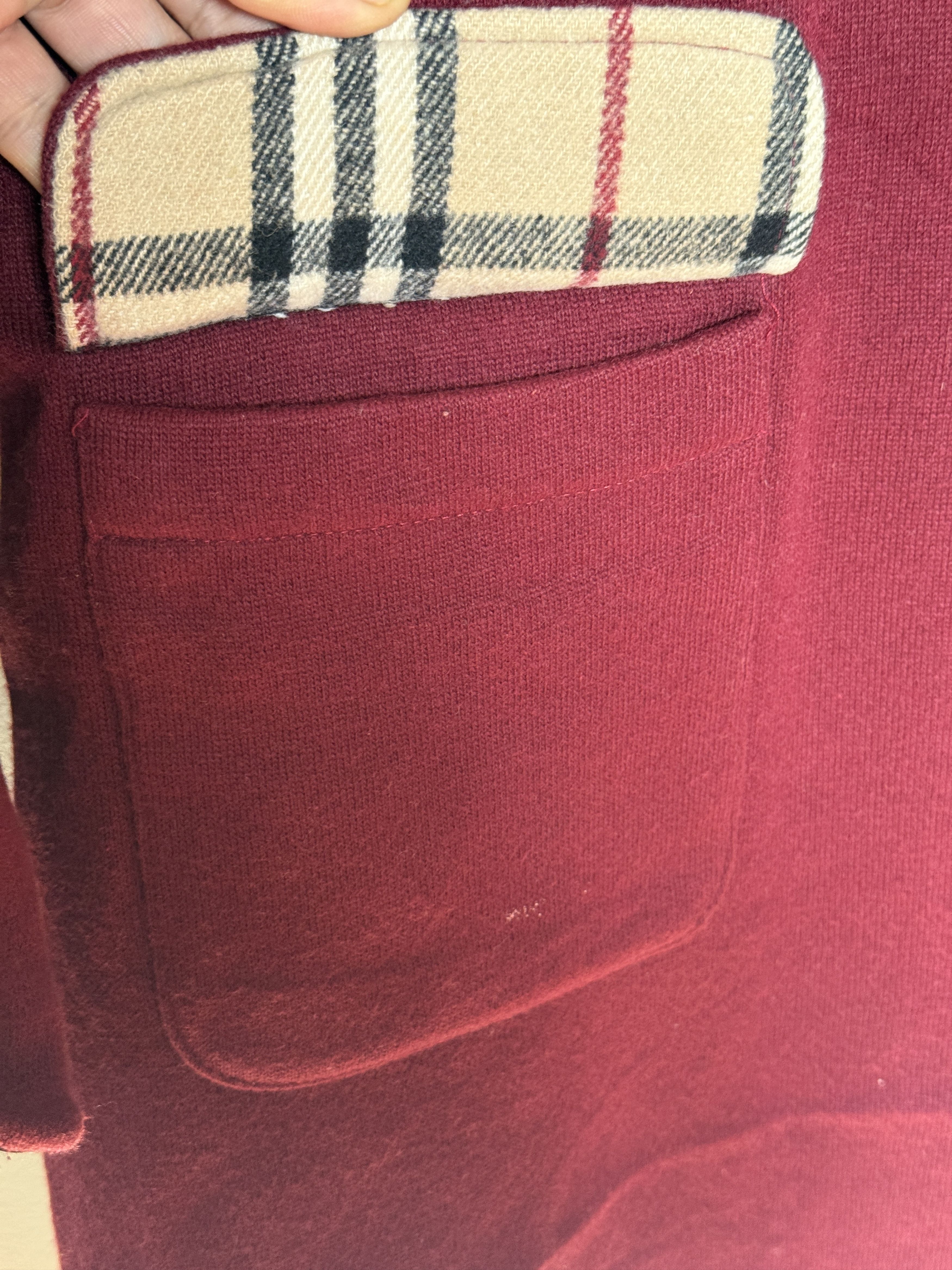 Burberry Burberry burgundy nova check wool down jacket zip up Size L / US 10 / IT 46 - 10 Thumbnail