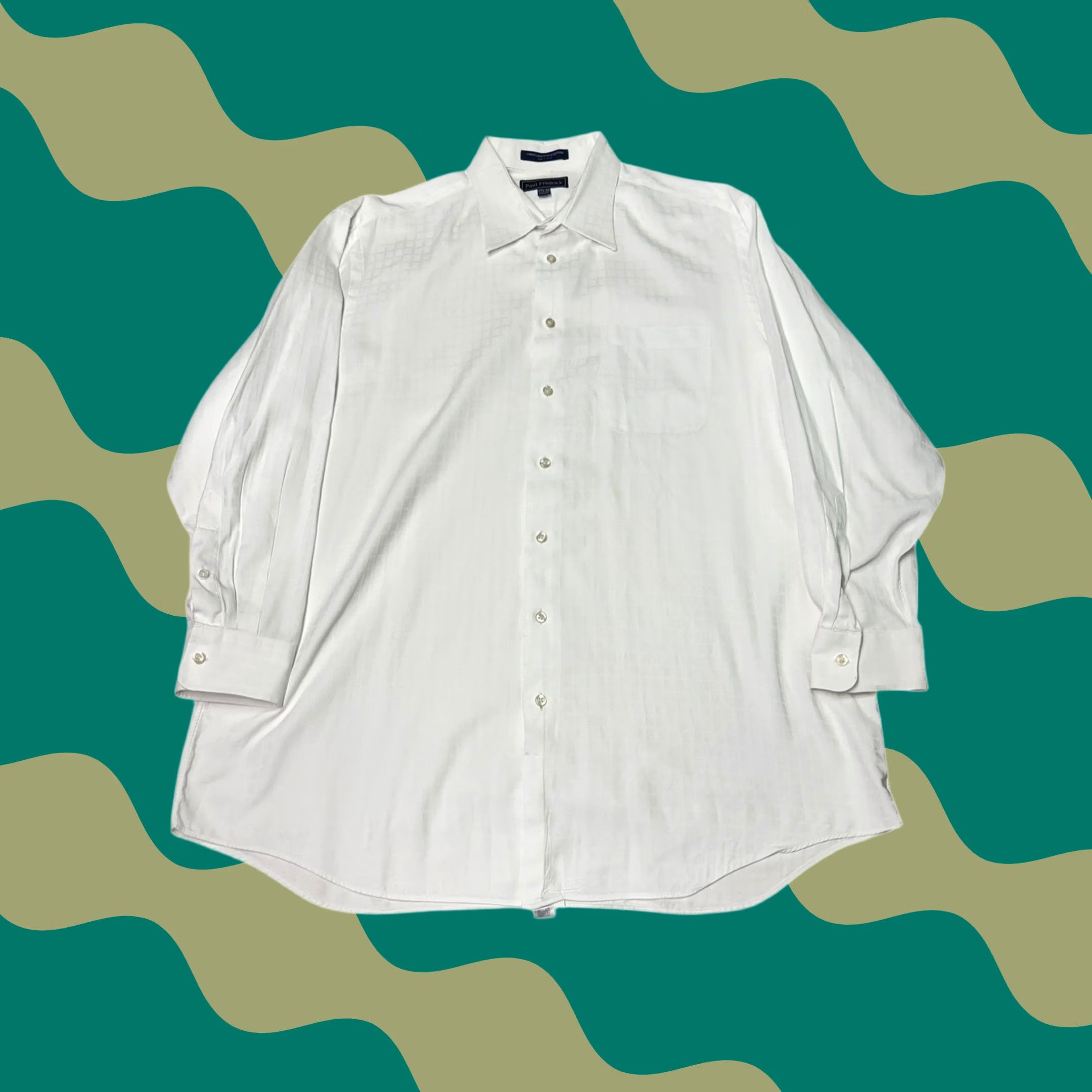 Vintage Paul Fredrick Dress Shirt Mens 17 1/2 33 White Fine Stripe Long Sleeve Blend Size 48R - 1 Thumbnail