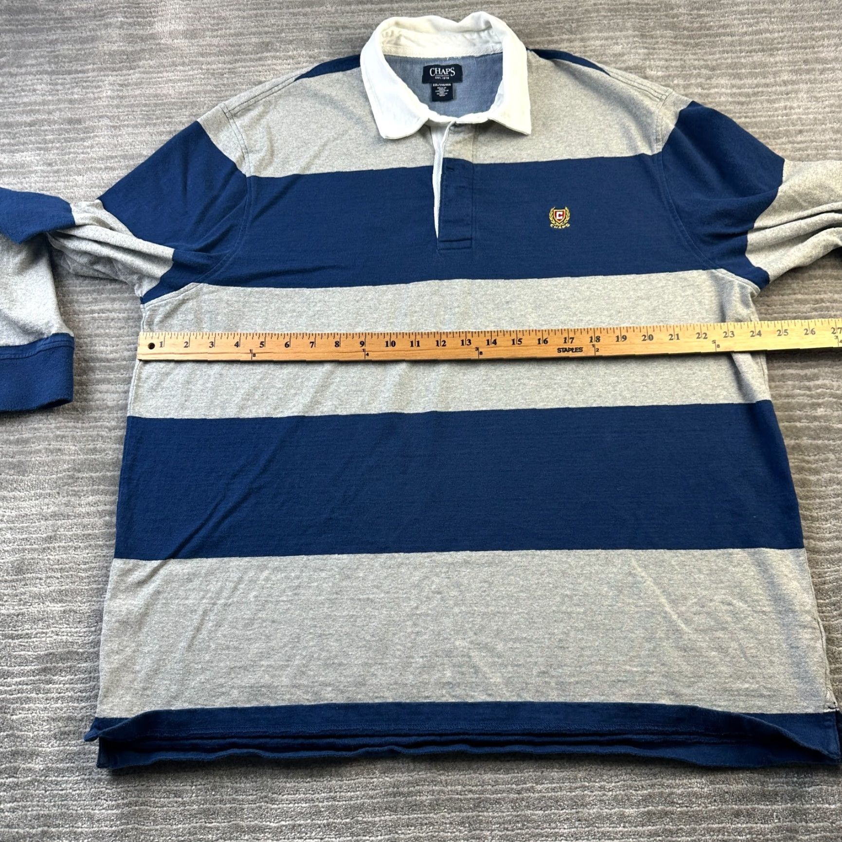 Chaps VINTAGE Chaps Rugby Shirt Mens 2XL XL Blue Orange Long Sleeve Polo Preppy Crest Shirt Size US XXL / EU 58 / 5 - 7 Thumbnail