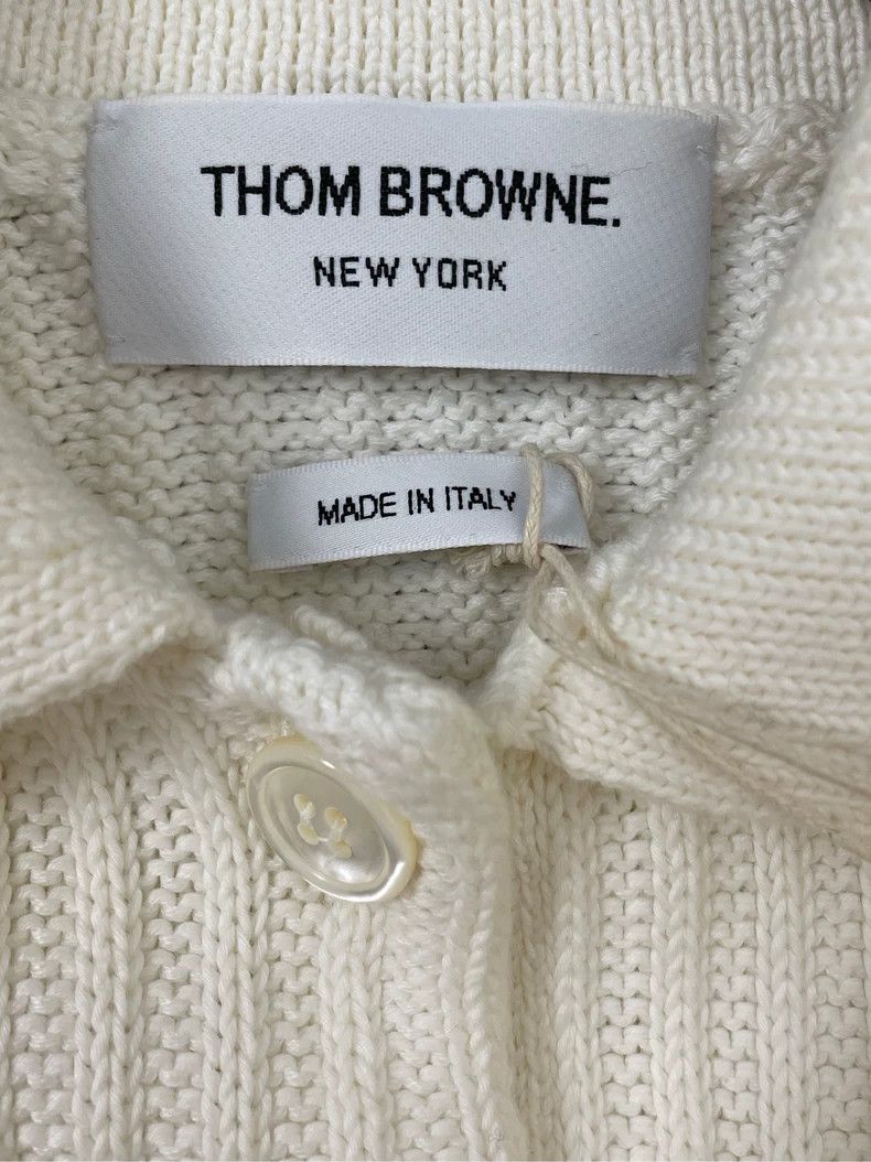 Thom Browne Thom browne Beige four-striped Polo collar knitted short sl Size XS / US 0-2 / IT 36-38 - 5 Thumbnail