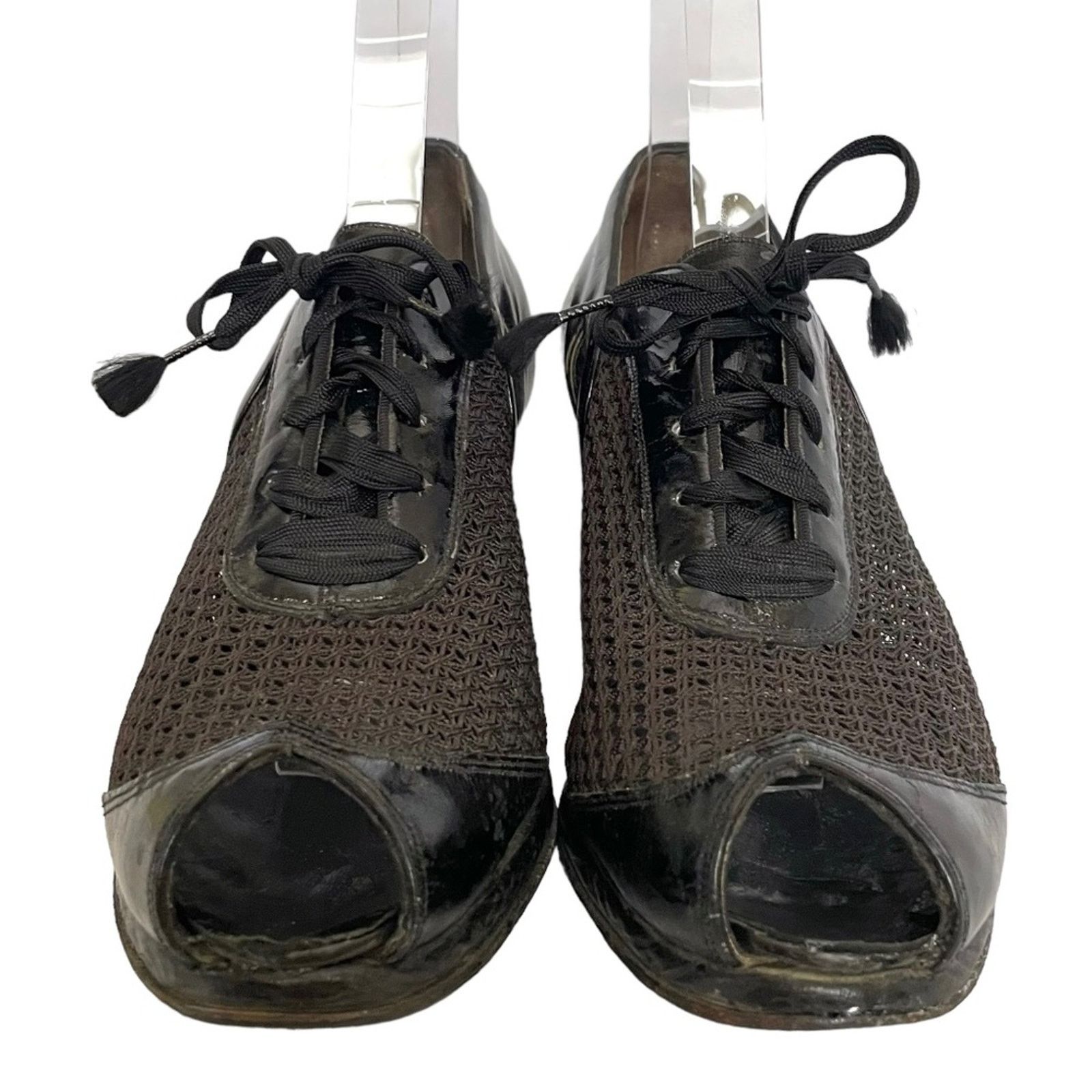 Vintage 1940s Matrix x Carson Pirie Scott Black Mesh Leather Oxfords Size US 6.5 / IT 36.5 - 3 Thumbnail