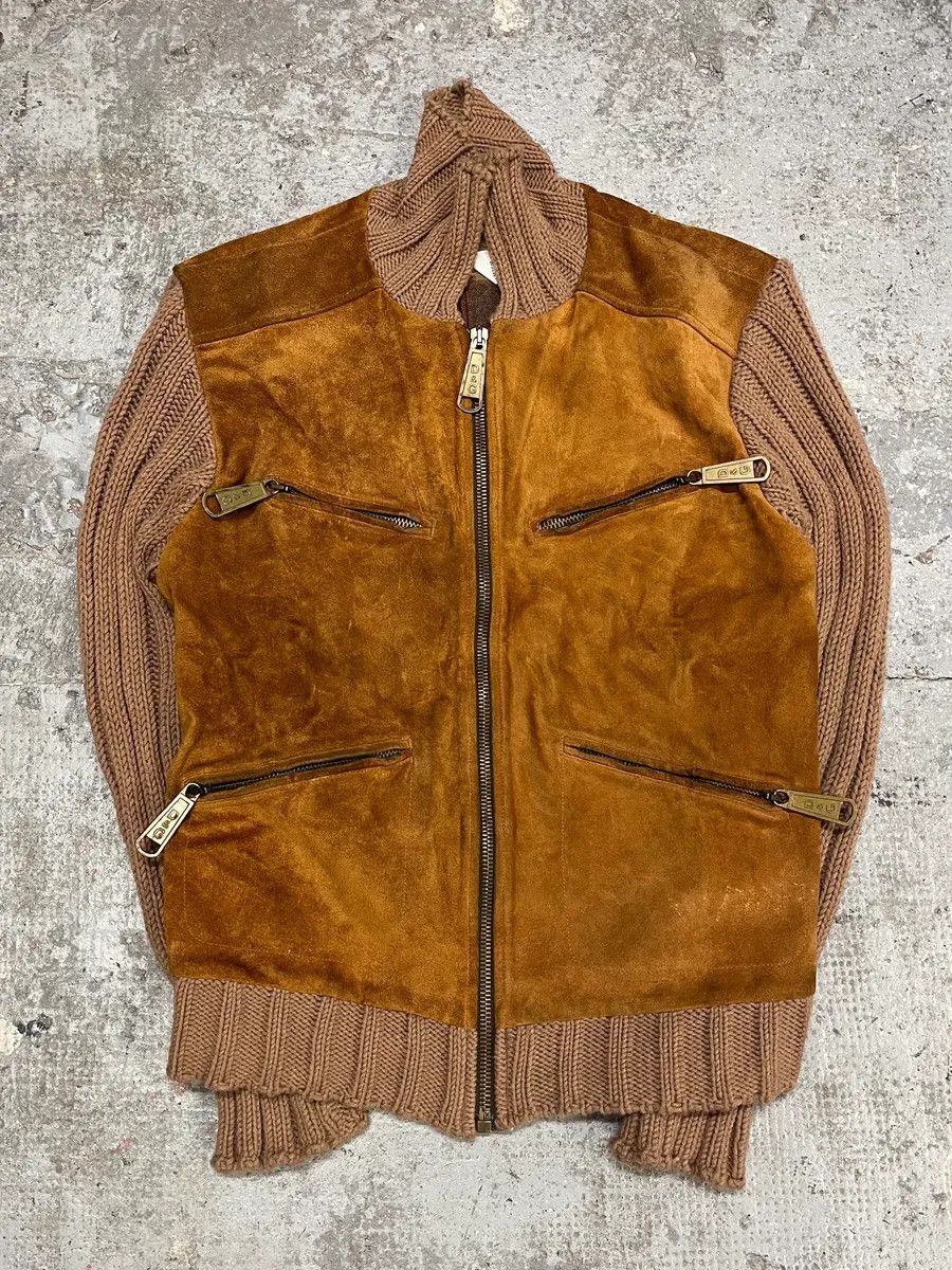 Dolce & Gabbana AW2002 Dolce & Gabbana Multi Zips Hybrid Leather & Wool Camel Jacket Size US M / EU 48-50 / 2 - 4 Thumbnail