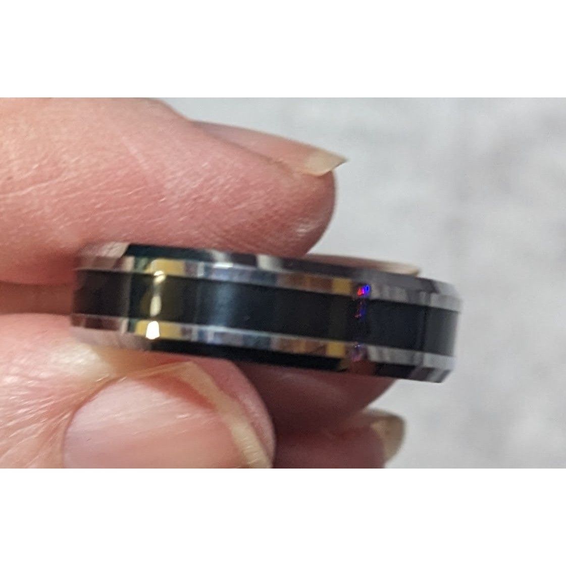 Other JFSG Tungsten Carbide Black And Silver Men's Wedding Ring 7m Size ONE SIZE - 9 Thumbnail