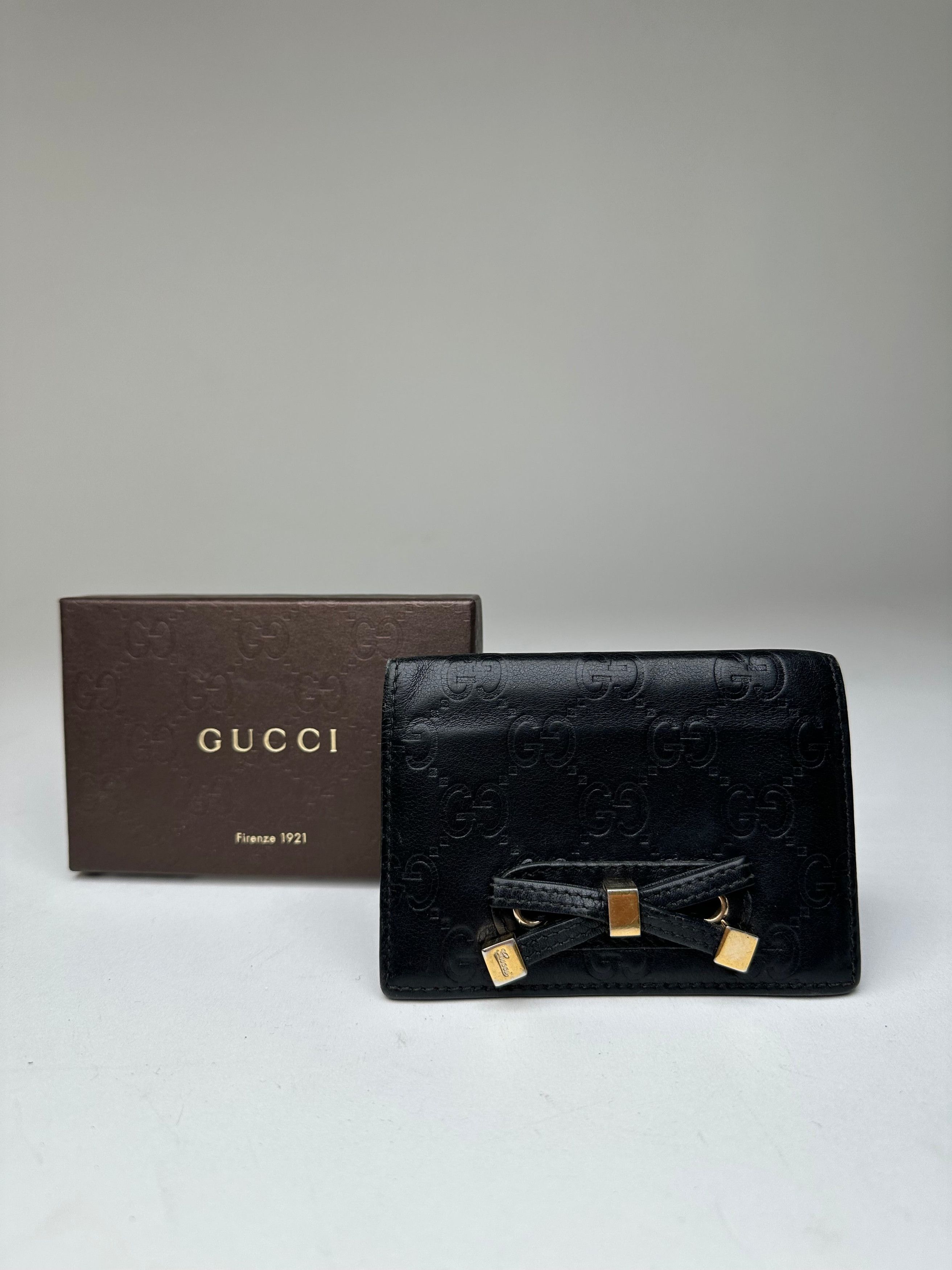 Gucci Vintage ssima Leather Bifold Card Wallet Black Size ONE SIZE - 1 Thumbnail
