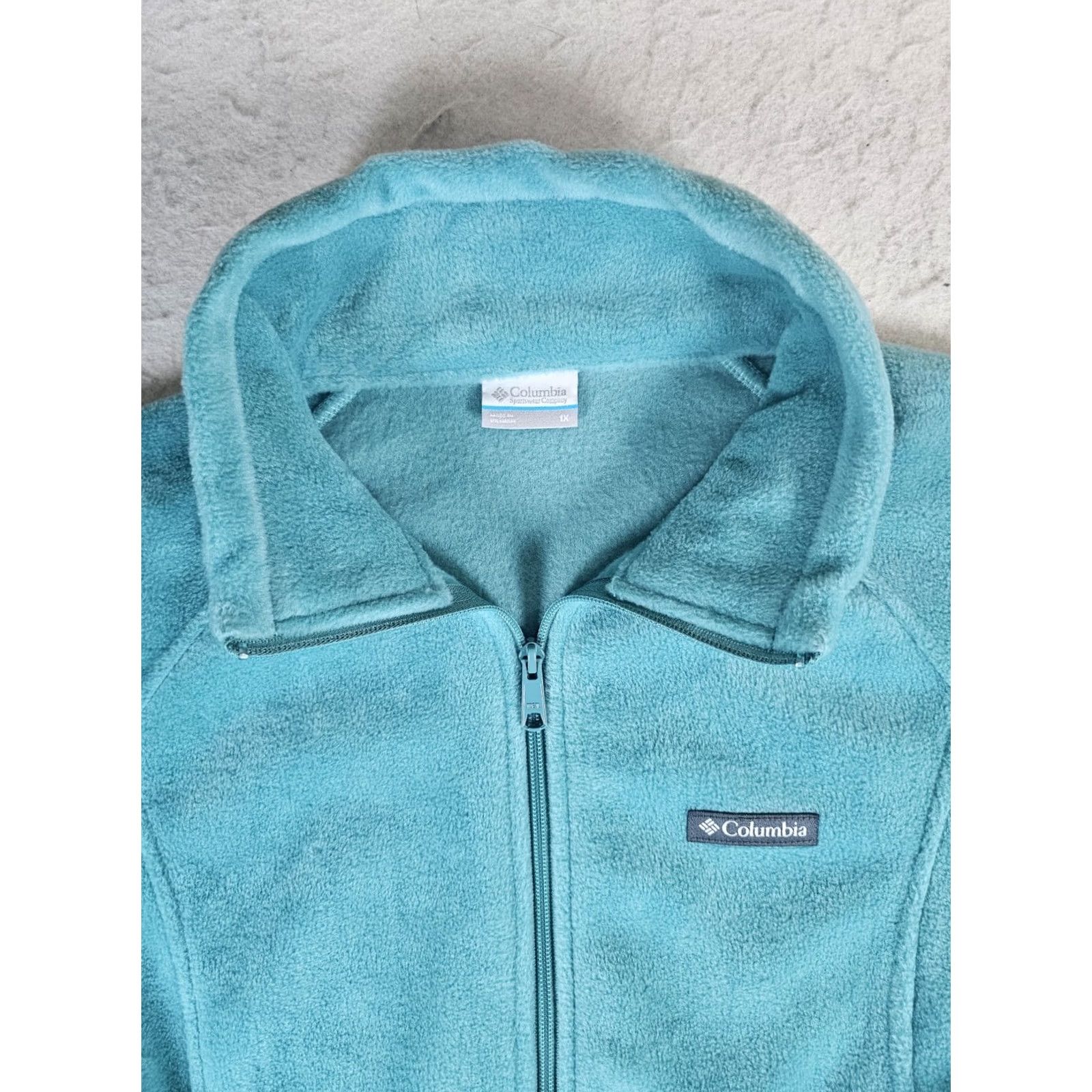 Altea Columbia Benton Springs Full Zip Fleece Mock Neck Jacket Women's 1X Teal Modern Outdoor 90s Vintage Mens? Womens Size XL / US 12-14 / IT 48-50 - 3 Thumbnail