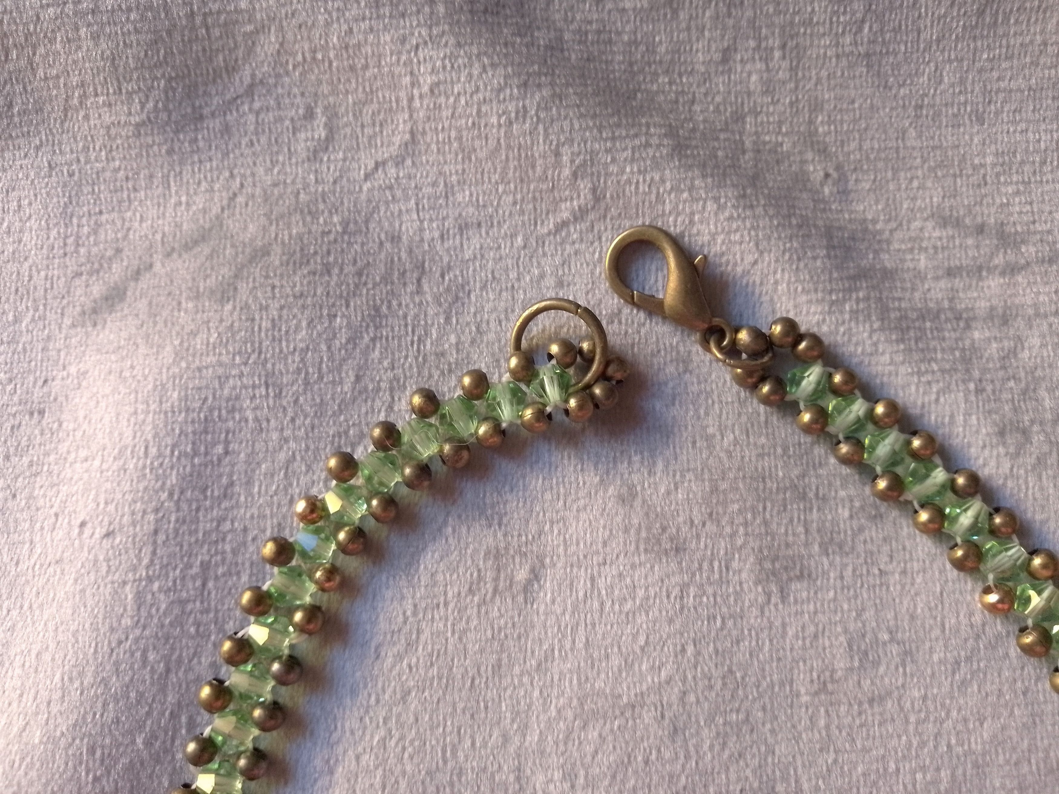 Handmade Necklace Antique Beads Green Crystals Pendant Unique Size ONE SIZE - 7 Thumbnail