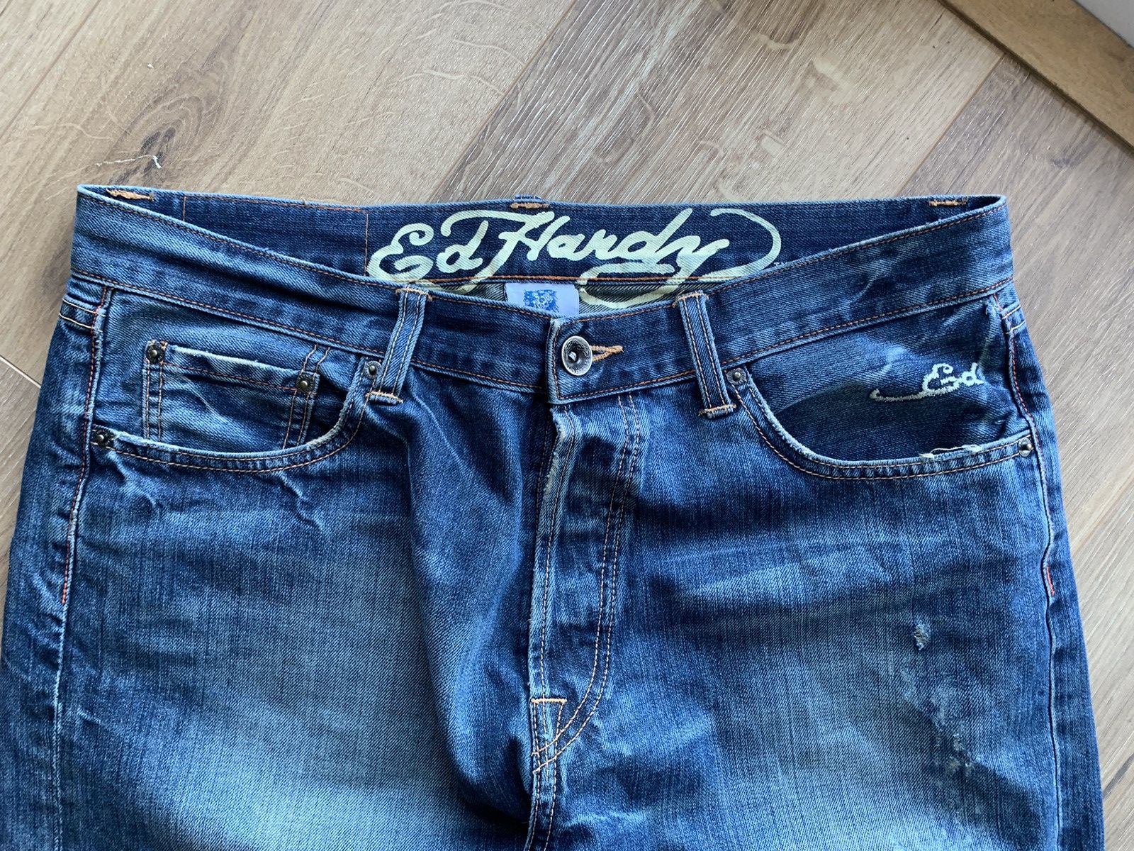 Christian Audigier Vintage Ed Hardy Death Before Dishonor jeans pans Size US 36 / EU 52 - 5 Thumbnail