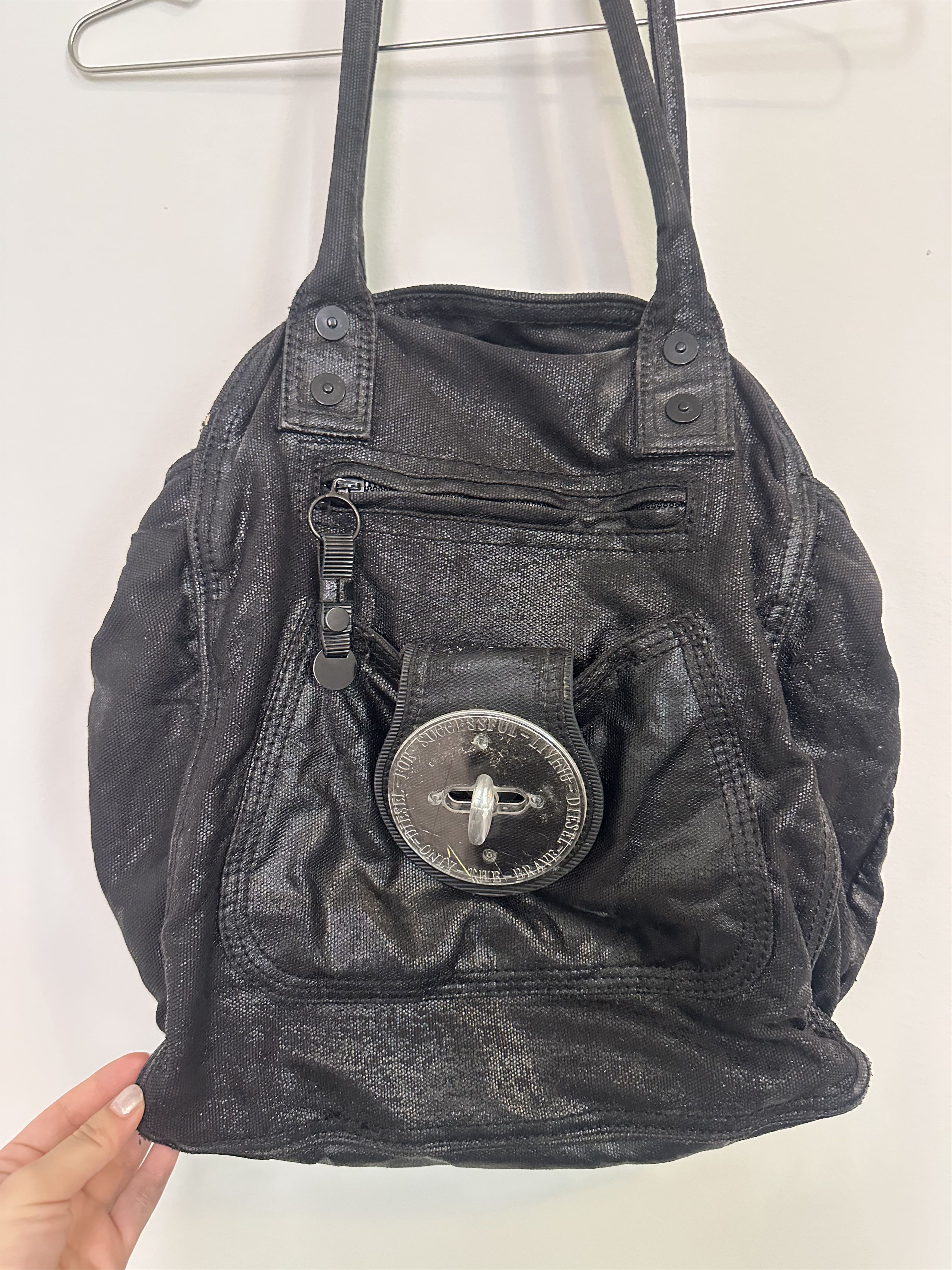 Rare DIESEL Grunge Bag Turnlock Y2K Leather Hobo Bag