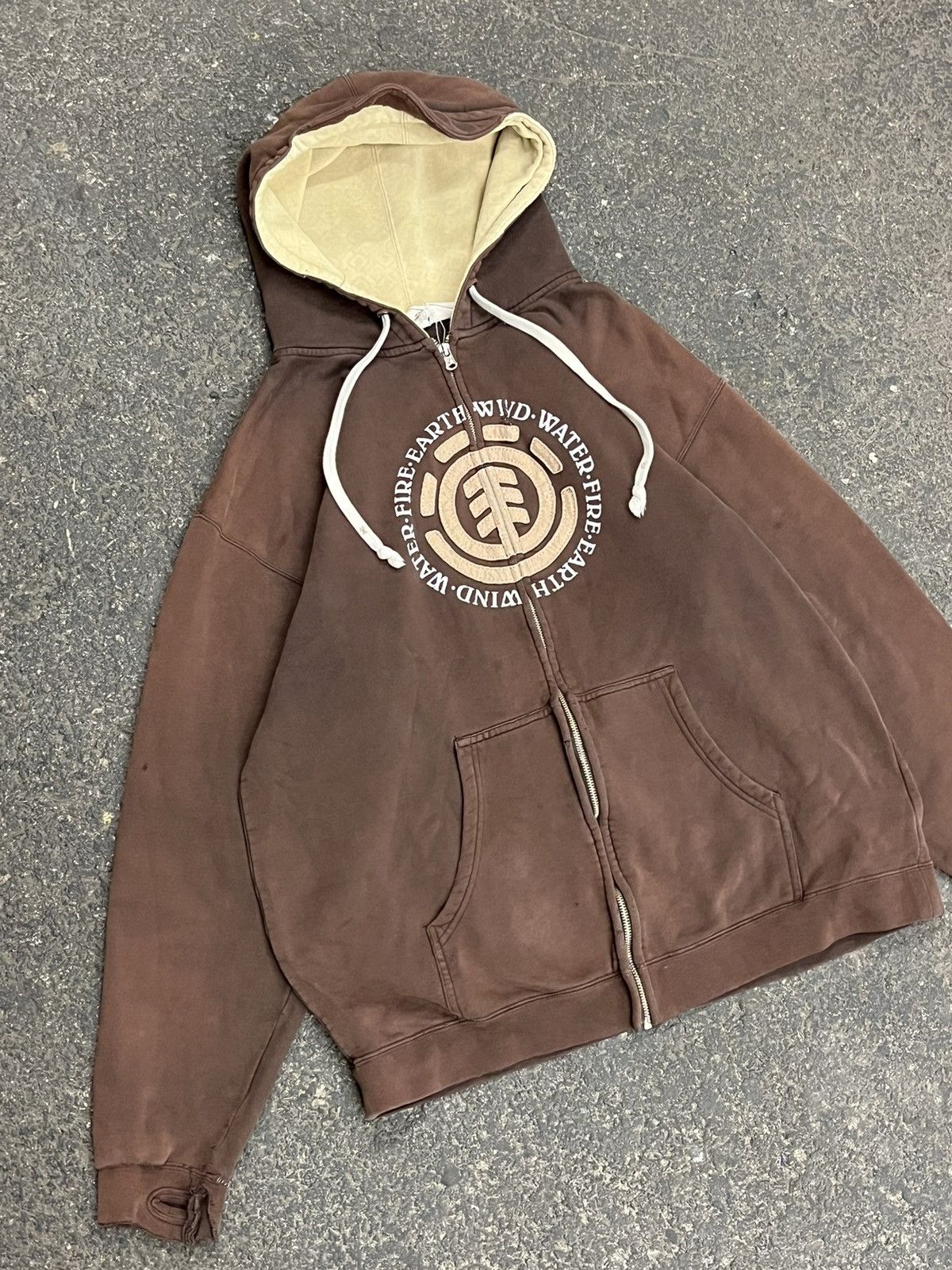 Element × Vintage Y2k element earth tone zip up thrashed hoodie hype skater Size US XL / EU 56 / 4 - 2 Thumbnail