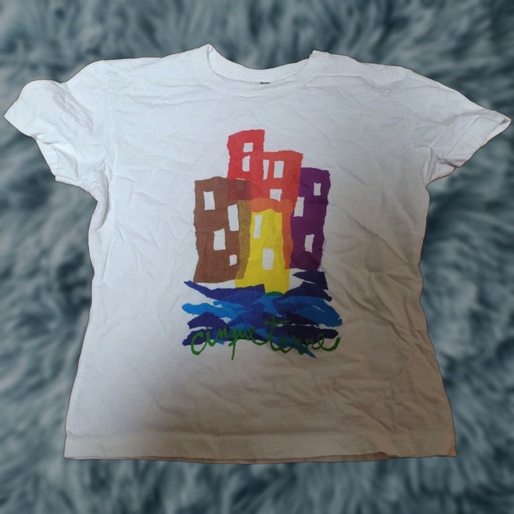 Fruit Of The Loom Womens Juniors T-Shirt XS White Cinque Terre Italian Riviera Art Shirt Womens Size XS / US 0-2 / IT 36-38 - 1 Thumbnail