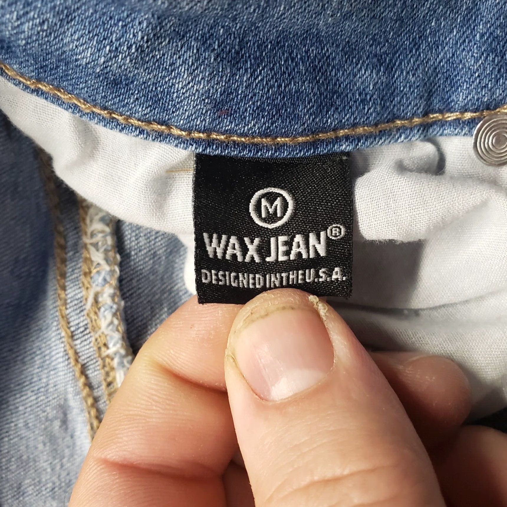 Denime Wax Skirt Denim Mini Blue Pockets Size M Medium Women Adults Jeans Cotton All Seasons Casual Size 32" / US 10 / IT 46 - 3 Thumbnail