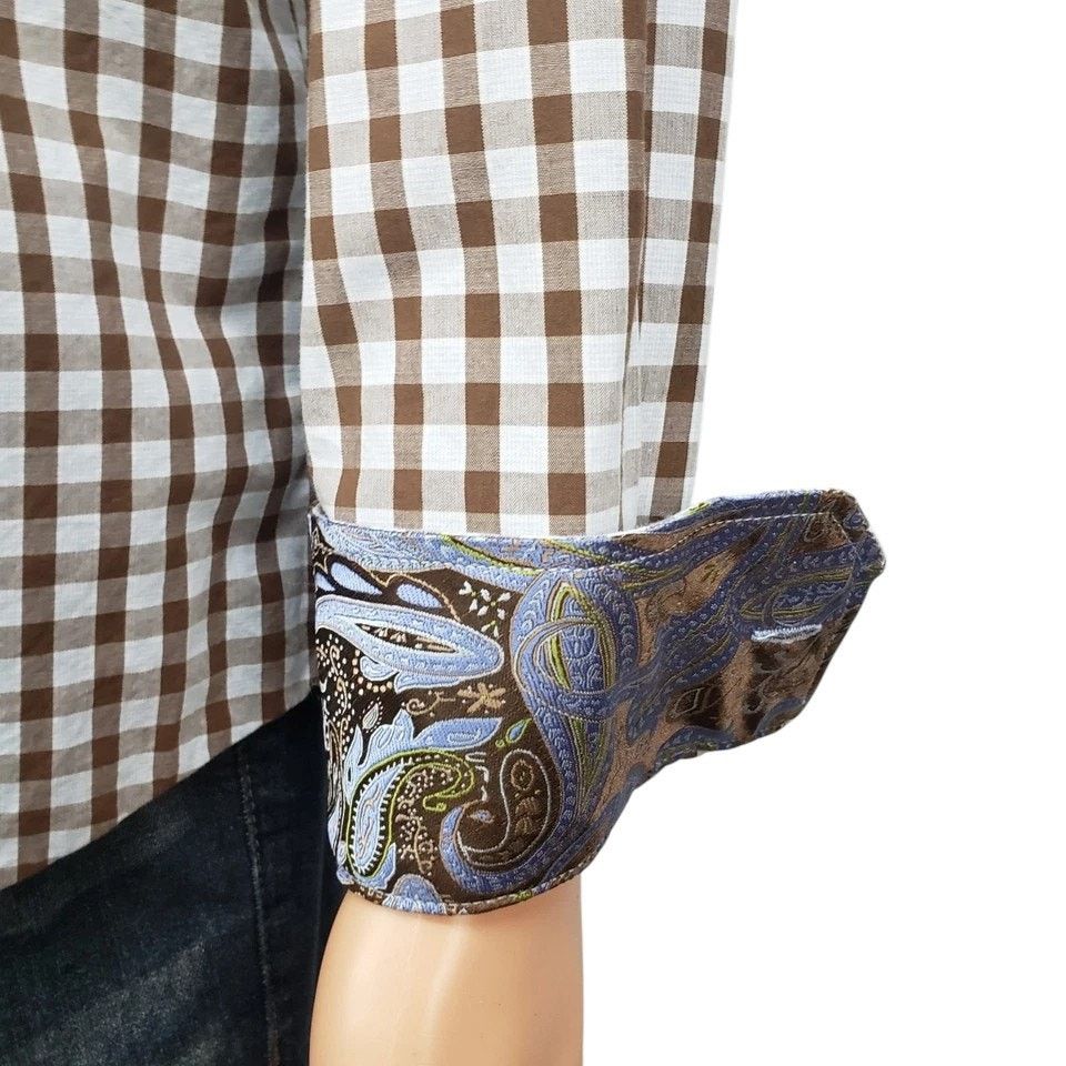 Other Christian Aujard Paris Shirt Check Paisley Flip Cuff Collar Size US L / EU 52-54 / 3 - 4 Thumbnail