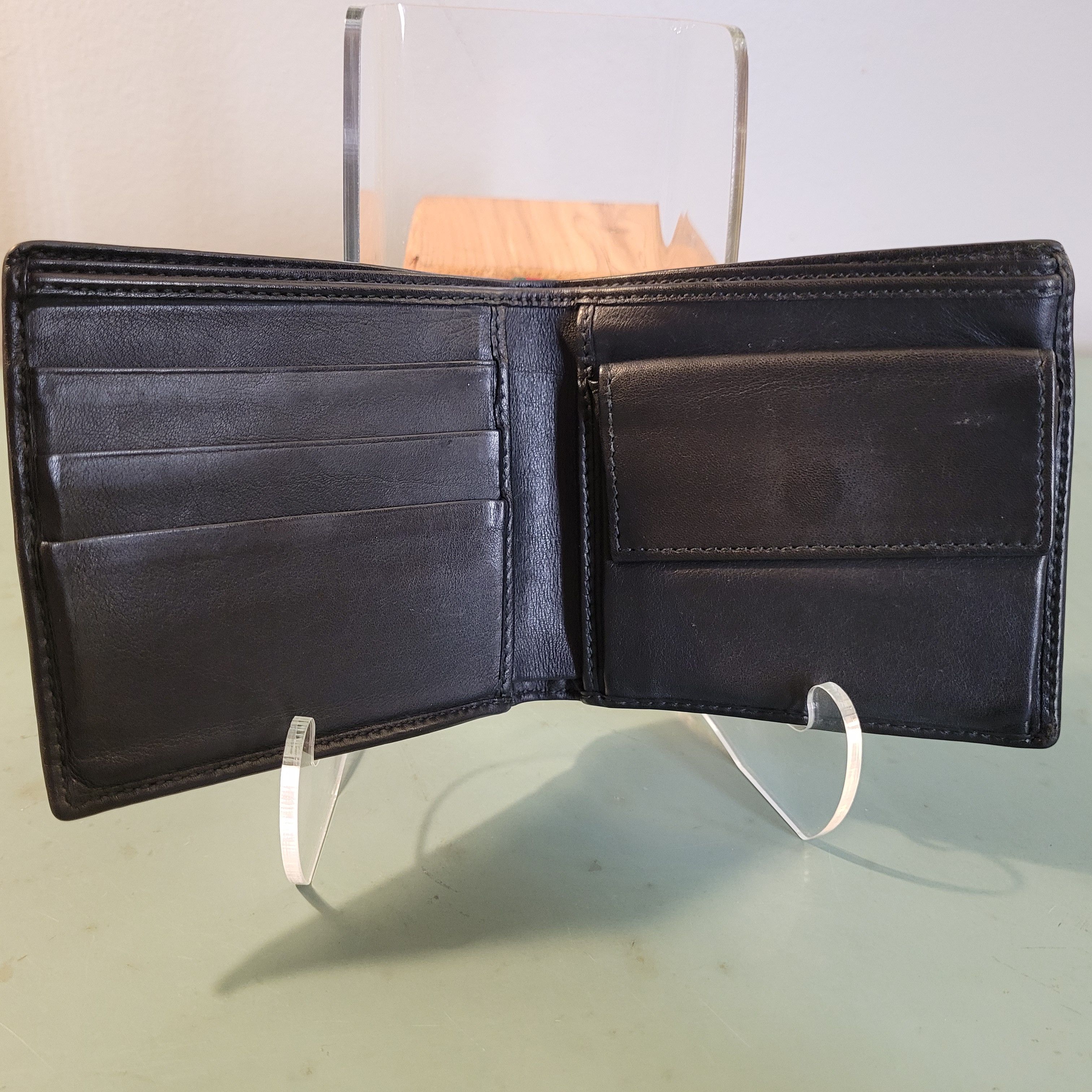 Gucci Bifold Black Leather Wallet Sherry Line Stripe and D-Ring Size ONE SIZE - 8 Thumbnail