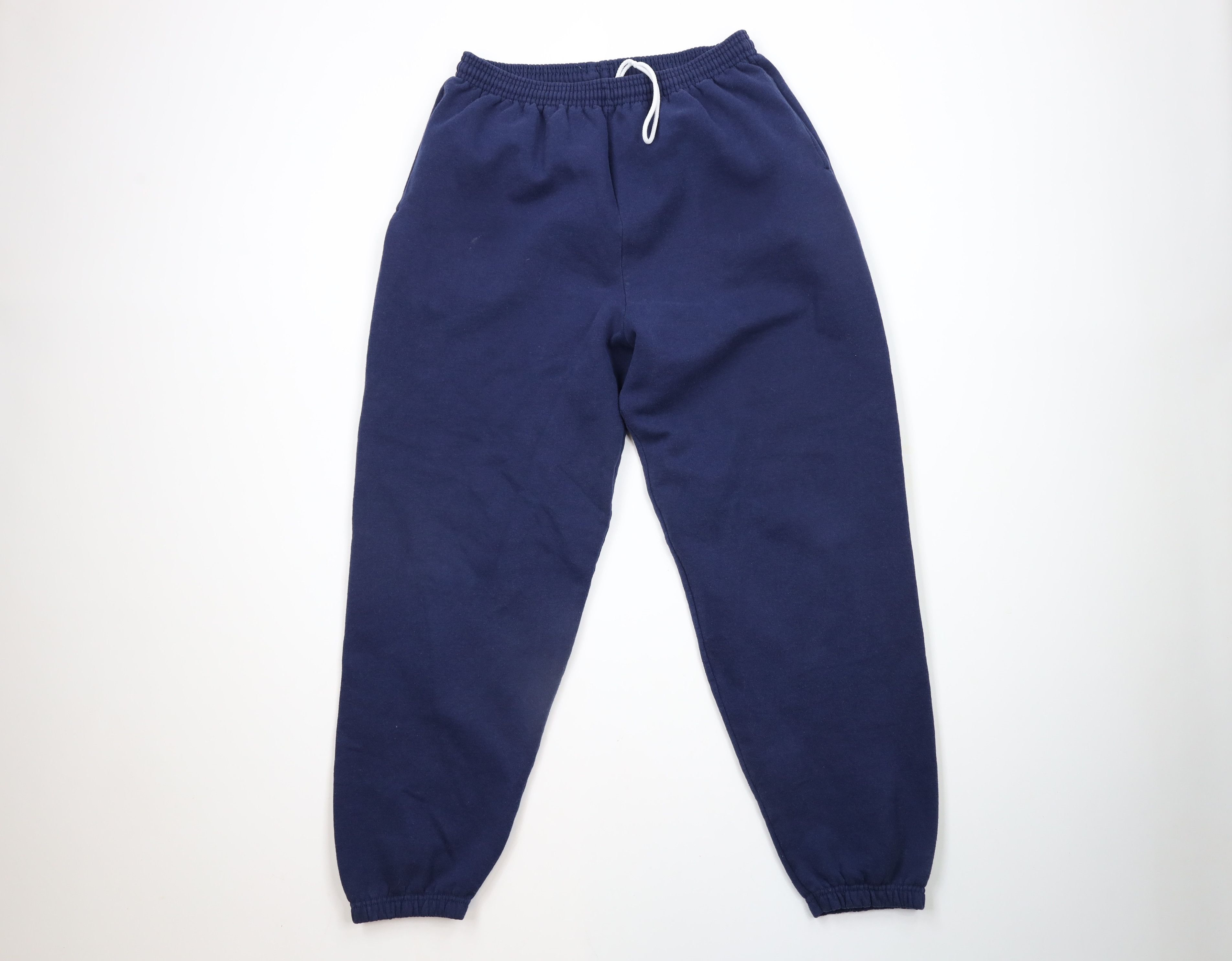 Vintage Vintage 90s Streetwear Blank Cuffed Sweatpants Joggers Blue Size US 34 / EU 50 - 1 Thumbnail