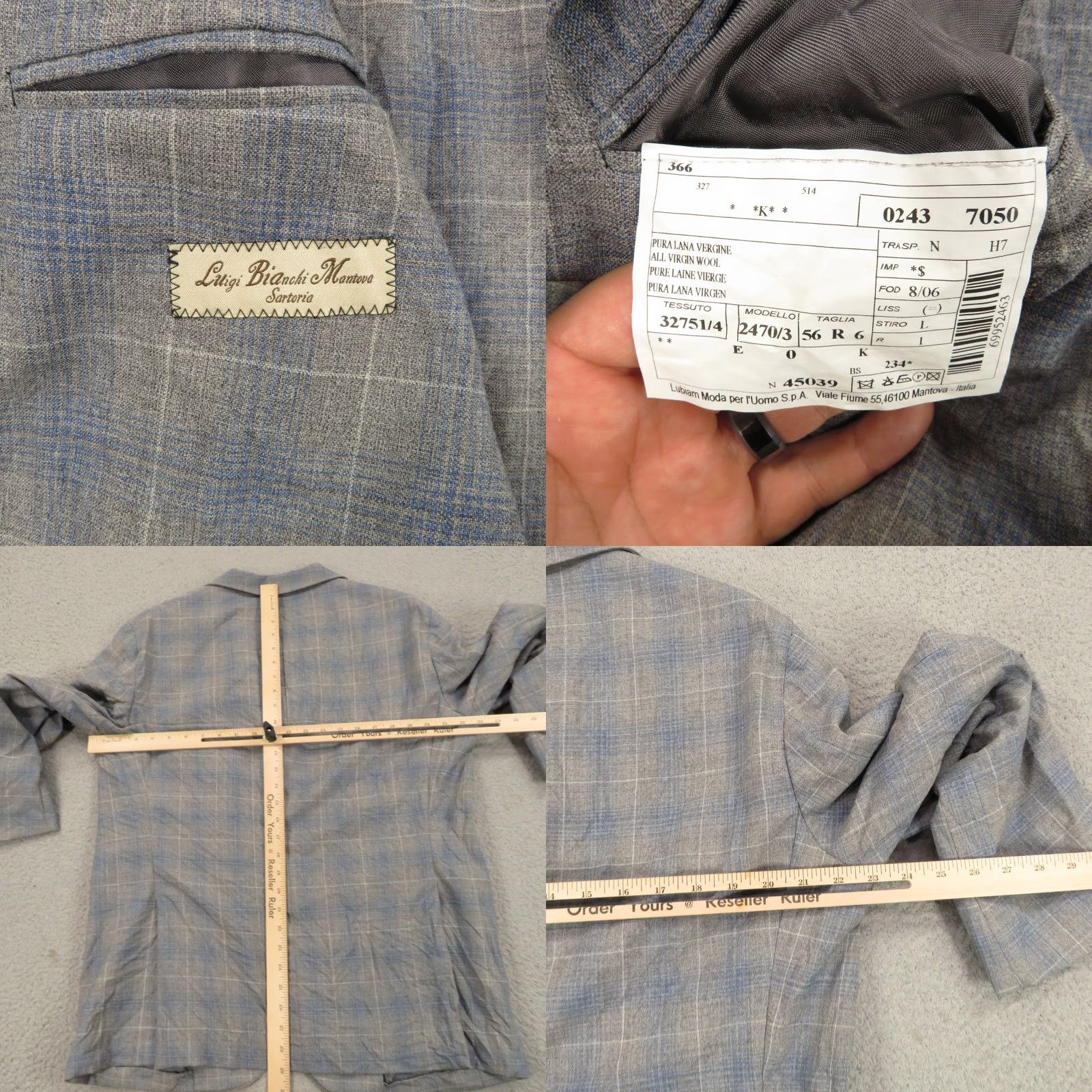 Lubiam Lubiam Sport Coat Blazer 46R Men Wool Gray Notch Lapel Single-Breasted Two-Button Double-Vented Plaid Vintage No Size 46R - 10 Thumbnail