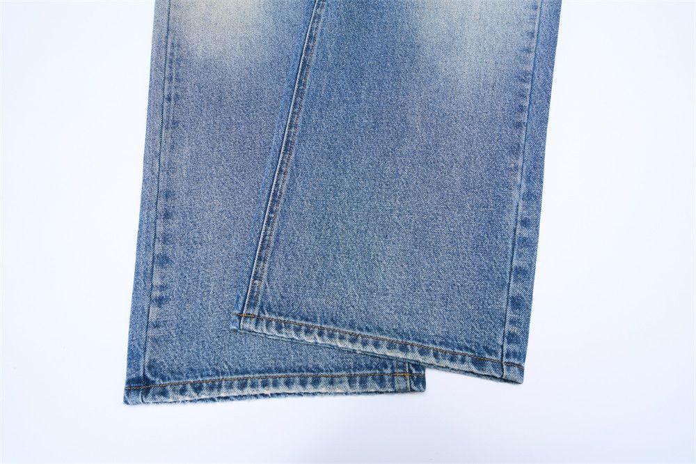 Jean Men's loose basic punk vintage washed jeans Size US 33 - 5 Thumbnail