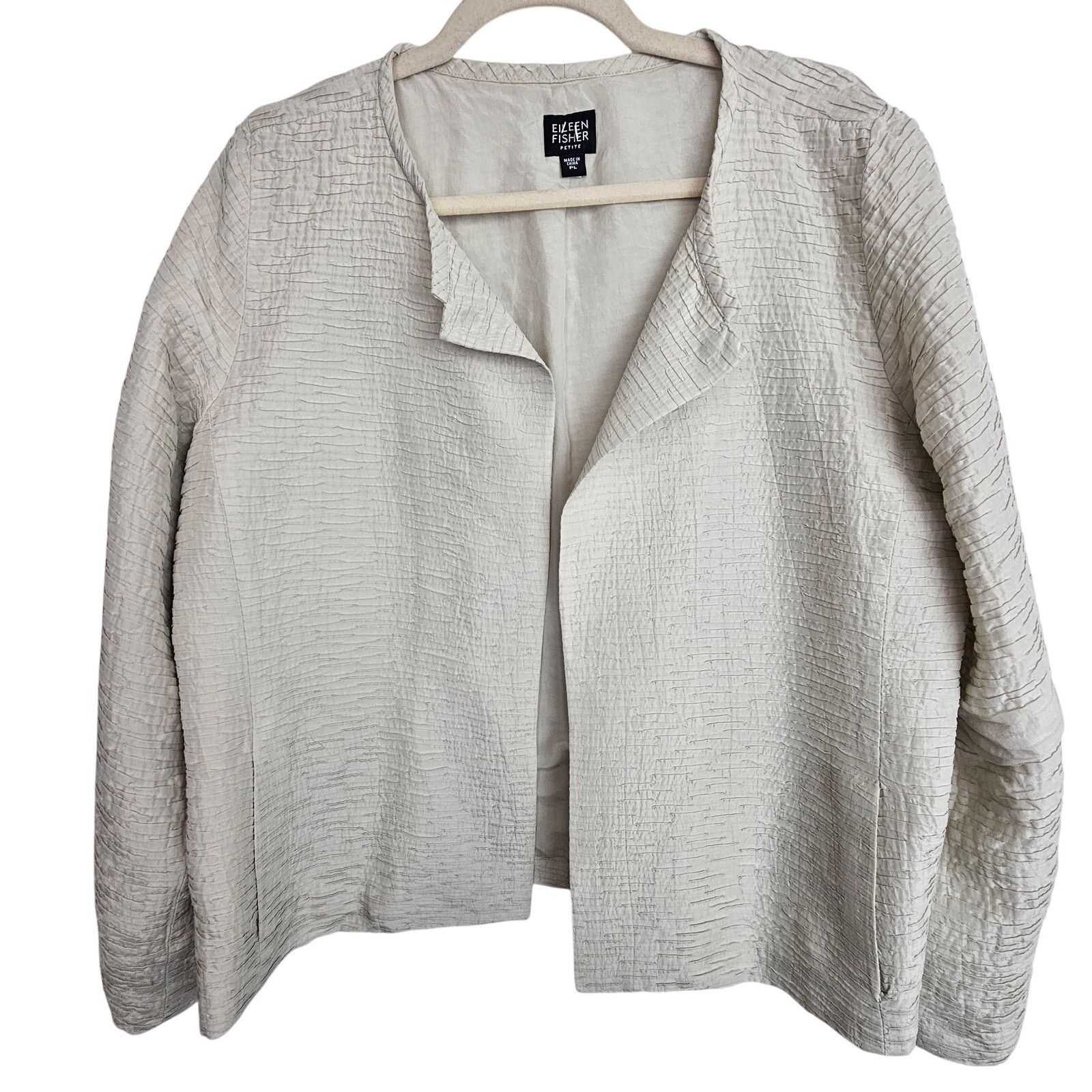 Eileen Fisher Eileen Fisher Silk Textured Cardigan PL Open Quiet Luxury Size L / US 10 / IT 46 - 1 Thumbnail