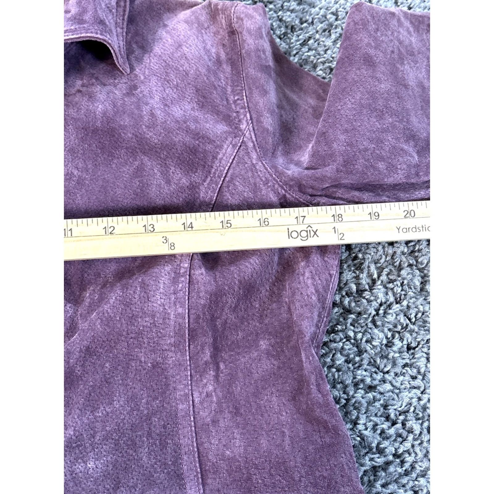 Vintage IE Relaxed Leather Jacket Womens Small Purple Button Pocket Boho Y2K Varsity Style Bohemian Girls Womens Size S / US 4 / IT 40 - 3 Thumbnail