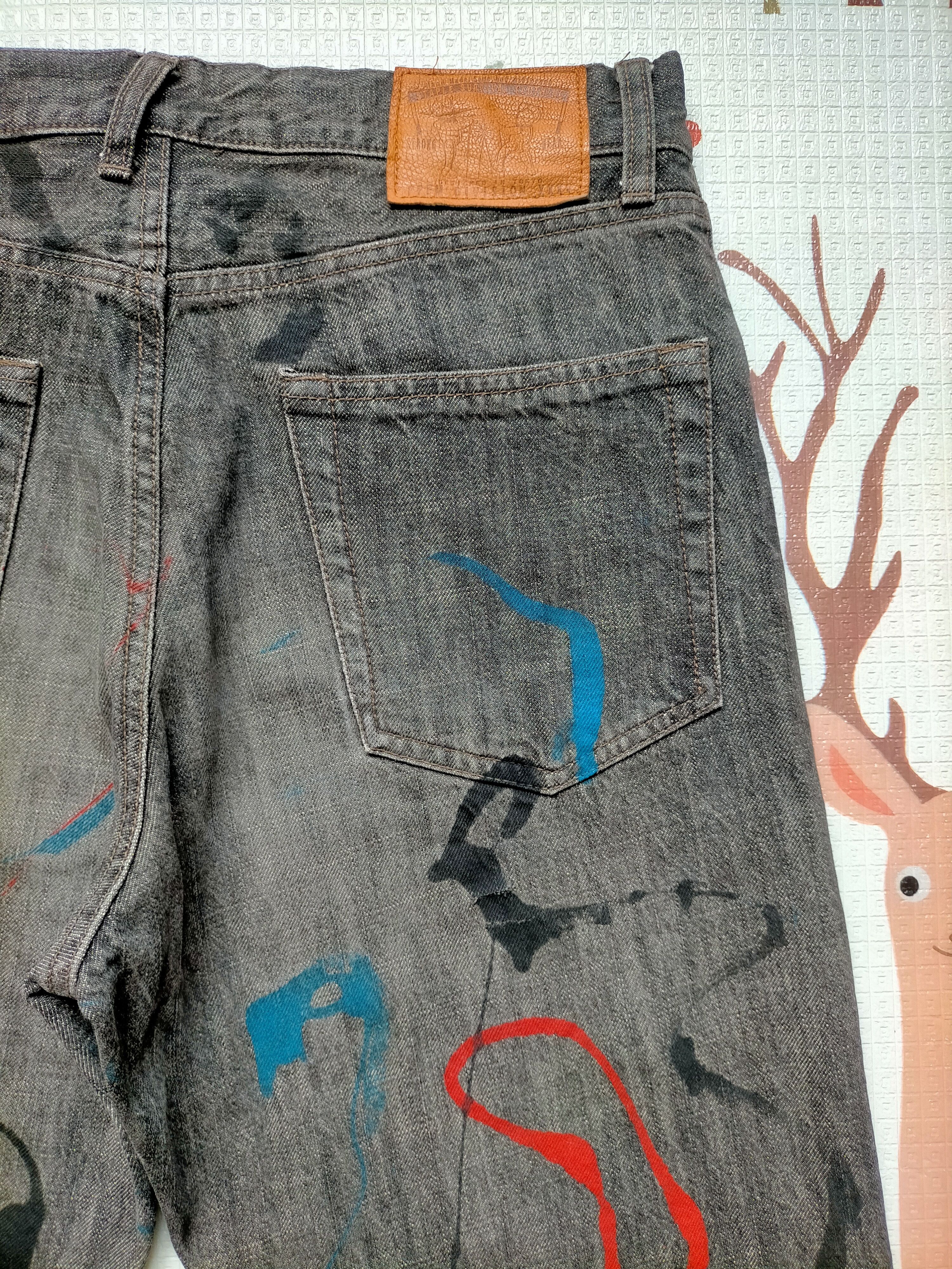 PPFM 🔥Rare ❗PPFM Patchwork Painted Black Button fly jeans Size US 31 - 13 Thumbnail