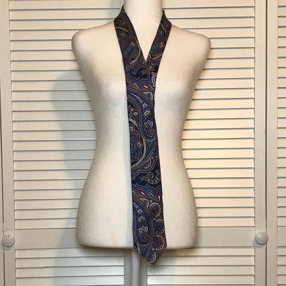 Roundtree & Yorke Roundtree & Yorke Floral Silk Long, Classic Necktie Size ONE SIZE - 2 Thumbnail