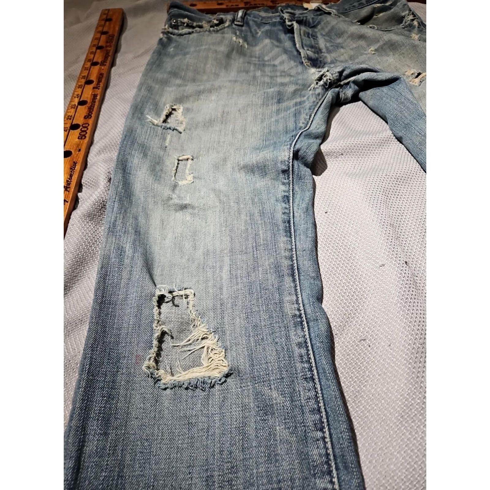 Abercrombie & Fitch VINTAGE Abercrombie & Fitch Jeans Men 32x34 Low Slim Straight ButtonFly Thrashed Y2k Grunge Size US 32 / EU 48 - 6 Thumbnail