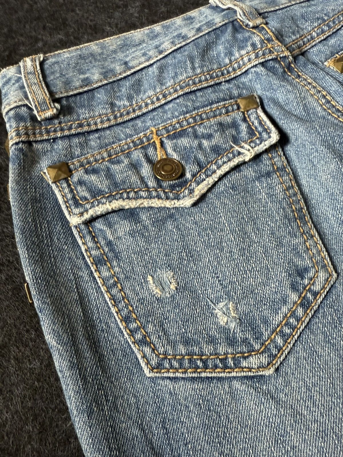 Hysteric Glamour × Japanese Brand Distressed Boro Studded Flare Jeans Japanese Brand Size US 28 / EU 44 - 19 Thumbnail