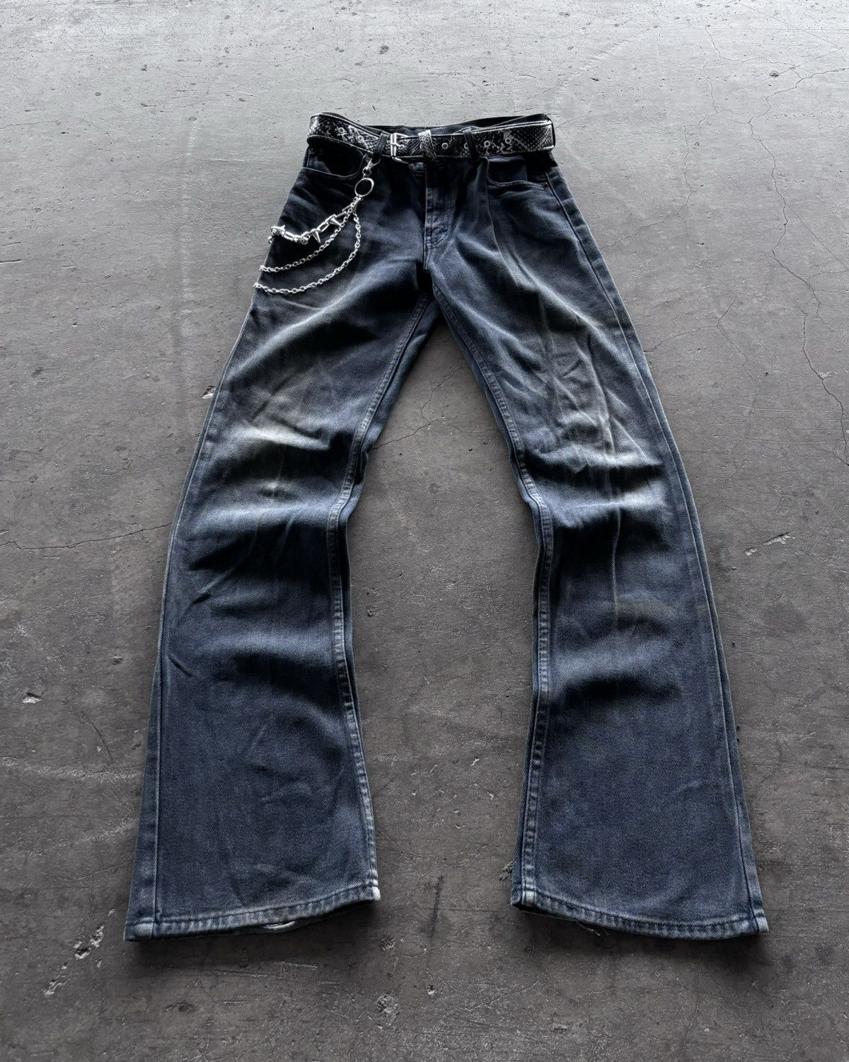 14th Addiction × Japanese Brand × KMRii 2000s Rieker Faded Black Bootcut Denim Pants Size US 28 / EU 44 - 1 Thumbnail