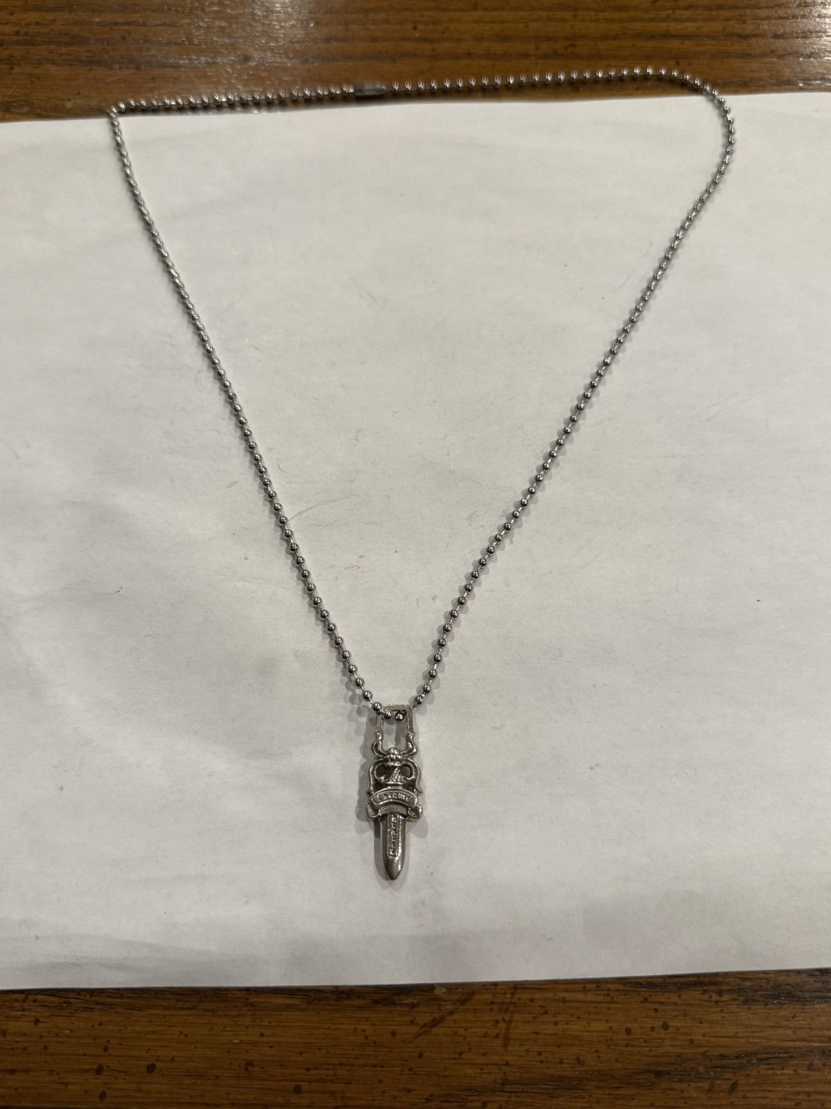 Chrome Hearts Chrome Hearts Rhodium Dagger Pendant Ball Chain Necklace Size ONE SIZE - 6 Thumbnail