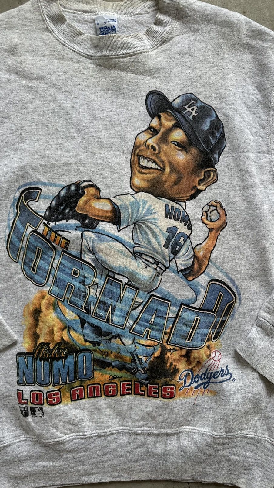 Salem Sportswear × Vintage VINTAGE 90S HIDEO NOMO TORNADO MLB USA SWEATSHIRT Size US M / EU 48-50 / 2 - 2 Thumbnail