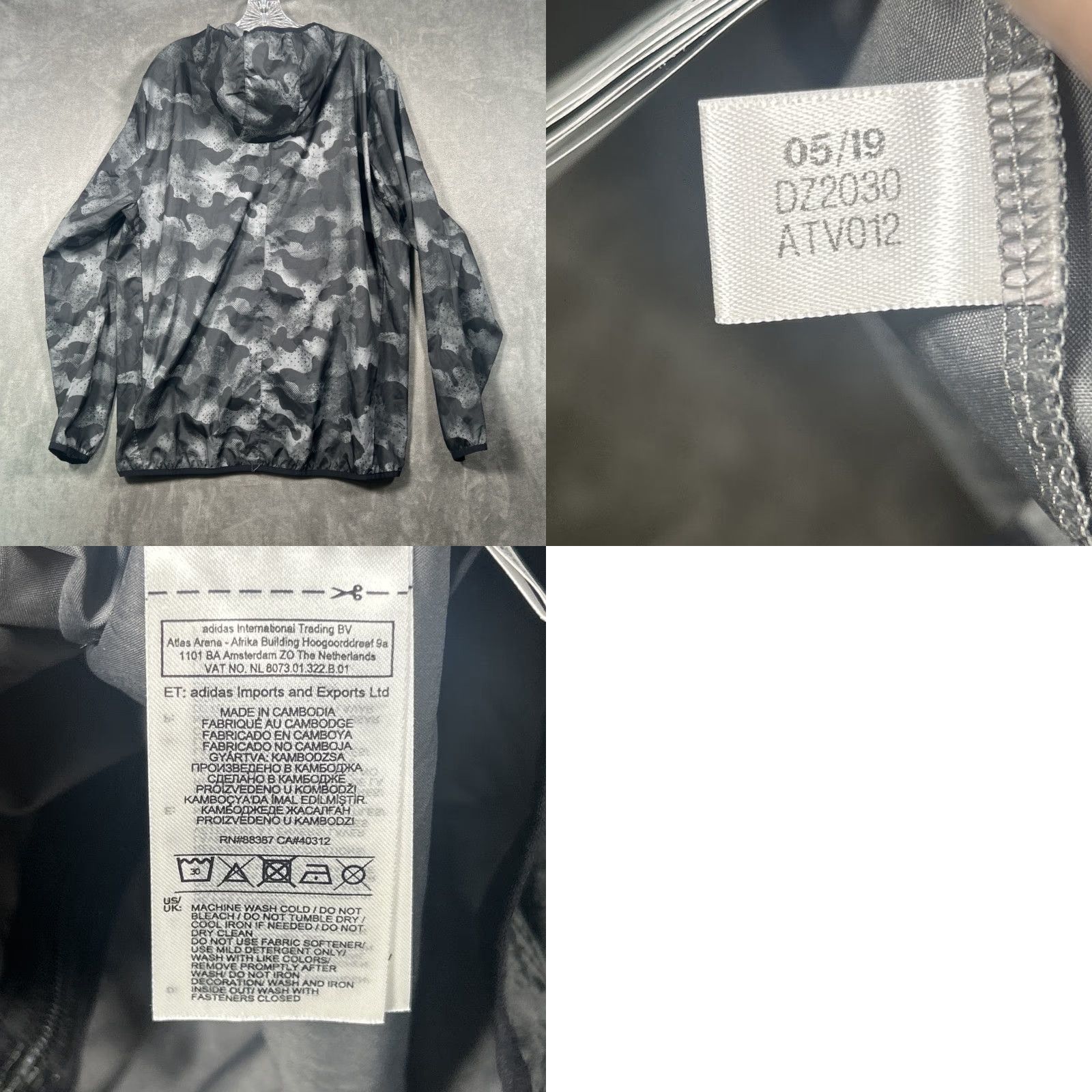 Adidas Adidas Running Black Camo Hoodie Windbreaker Jacket Mens L Full Zip Size US L / EU 52-54 / 3 - 8 Thumbnail