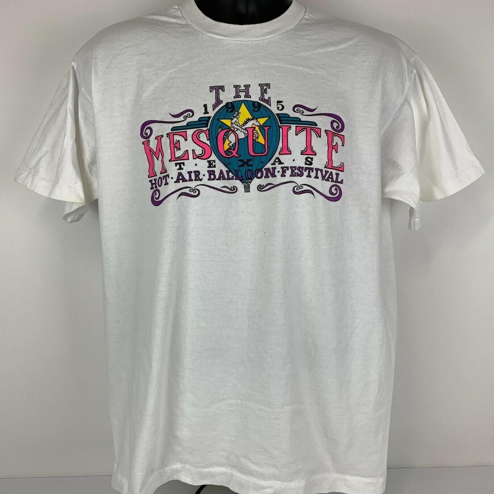 Fruit Of The Loom Vintage Mesquite Hot Air Balloon Festival T Shirt White XL Size US XL / EU 56 / 4 - 2 Thumbnail