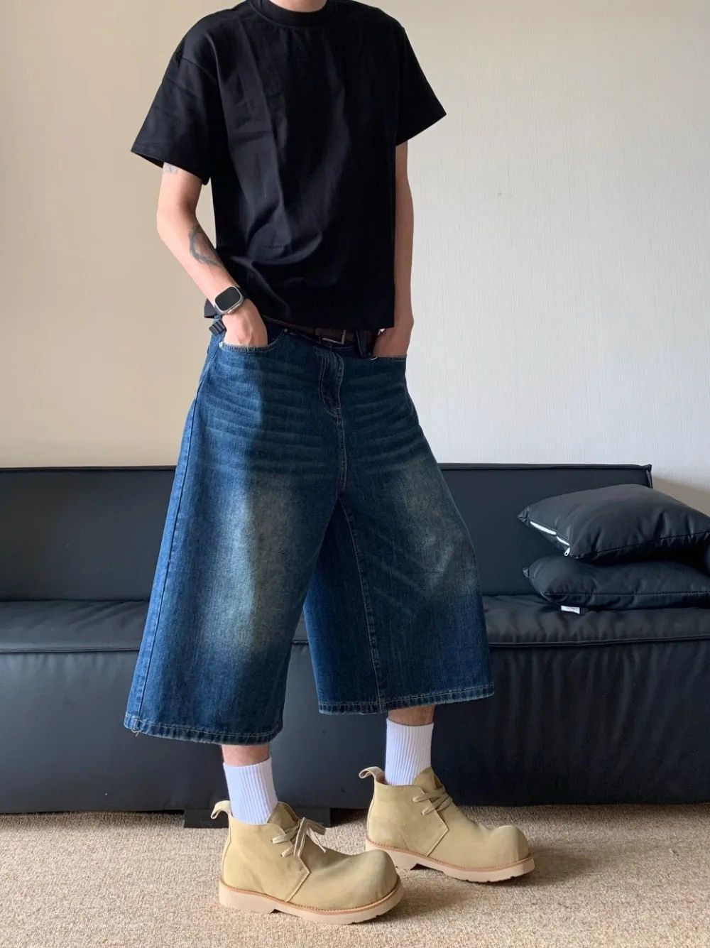 Other × Vintage Streetwear Washed Hip Hop Wide Leg Jorts Shorts y2k Size US 31 - 2 Thumbnail